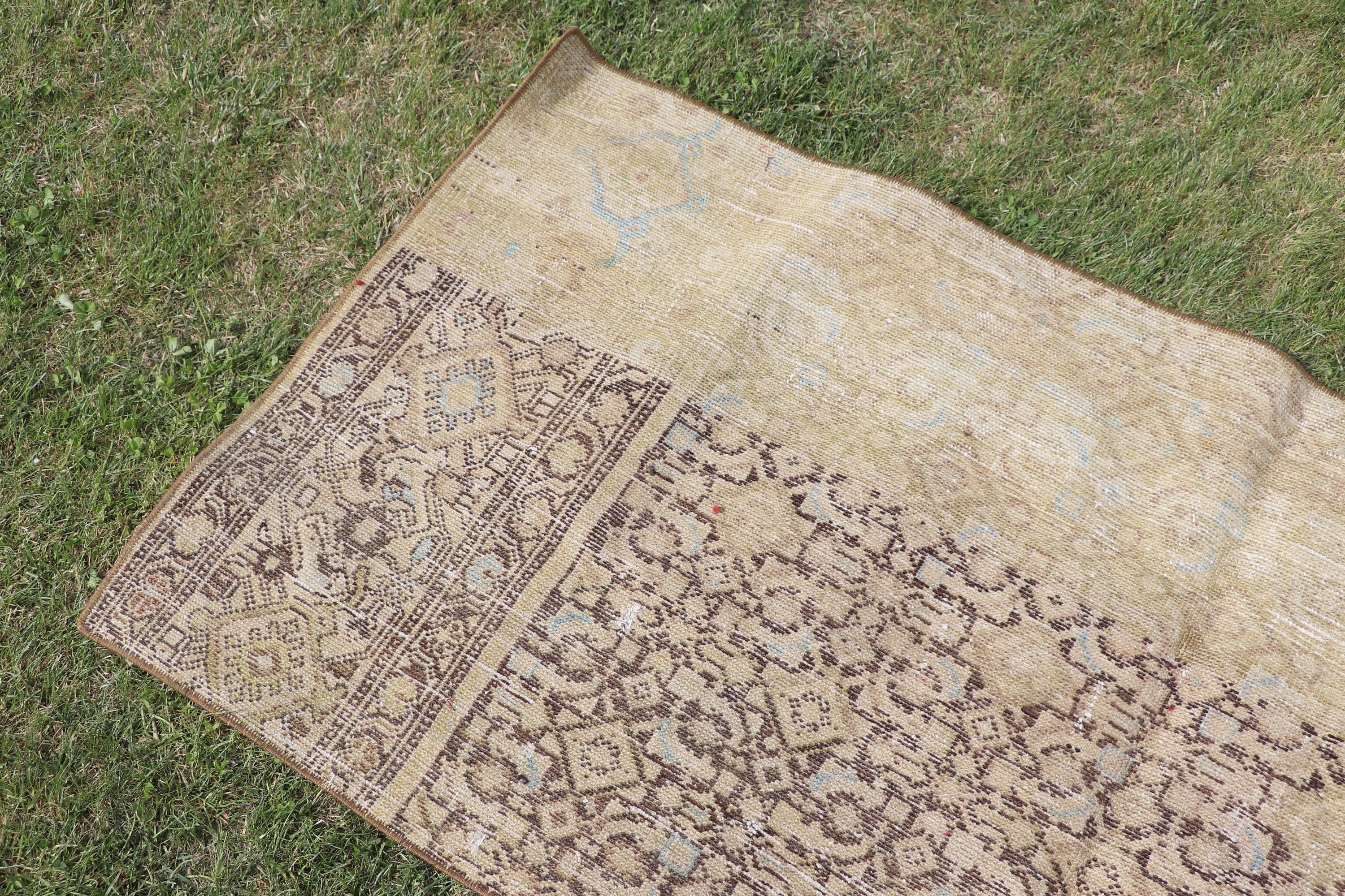 Bath Rug, Handwoven Rugs, Beige  2.4x5.2 ft Small Rugs, Small Vintage Rug, Vintage Rug, Antique Rug, Turkish Rug, Bedroom Rug