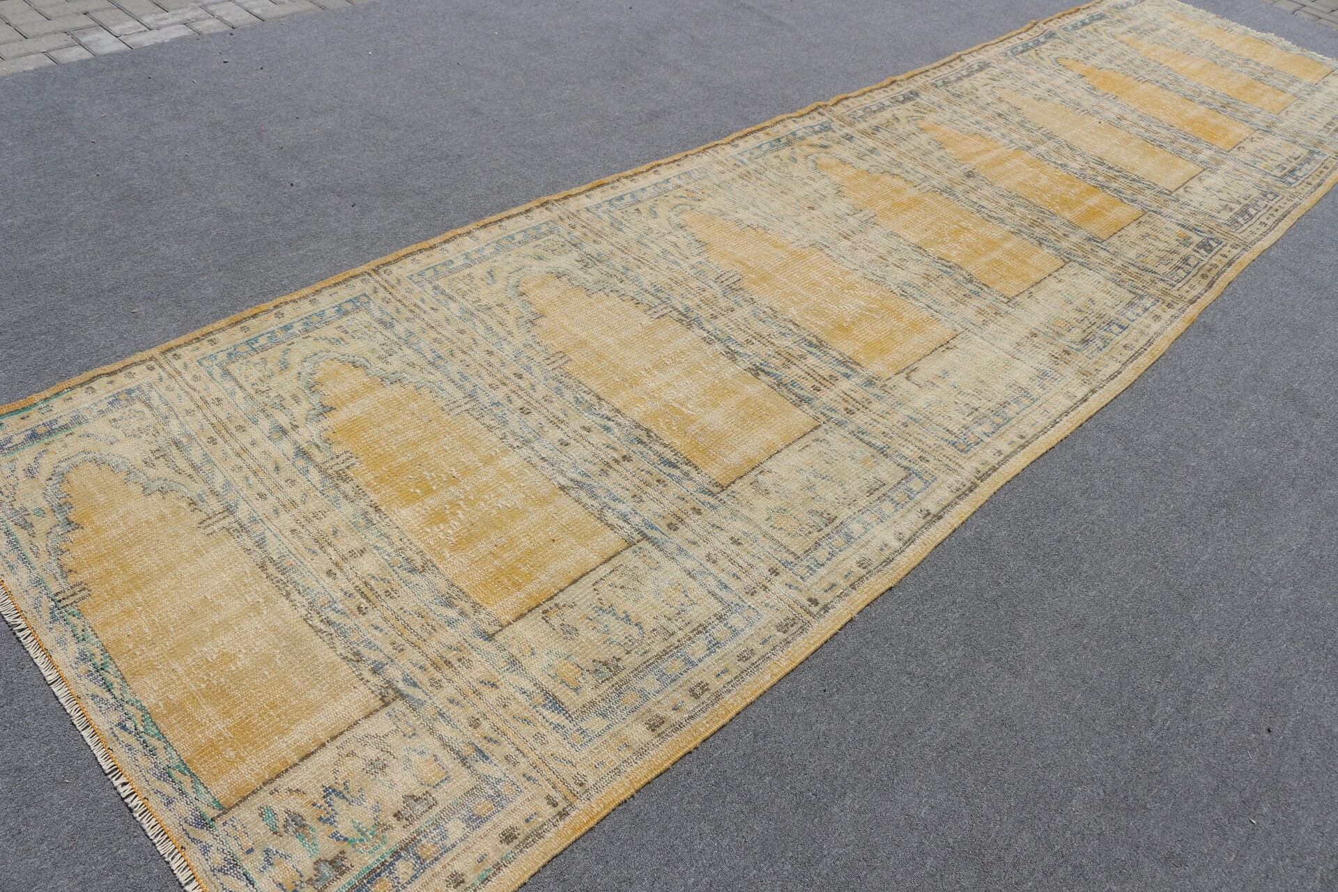 Corridor Rugs, Orange Wool Rug, 4x15.7 ft Runner Rugs, Vintage Rug, Kitchen Rugs, Turkish Rug, Bedroom Rug, Rugs for Runner, Muted Rug