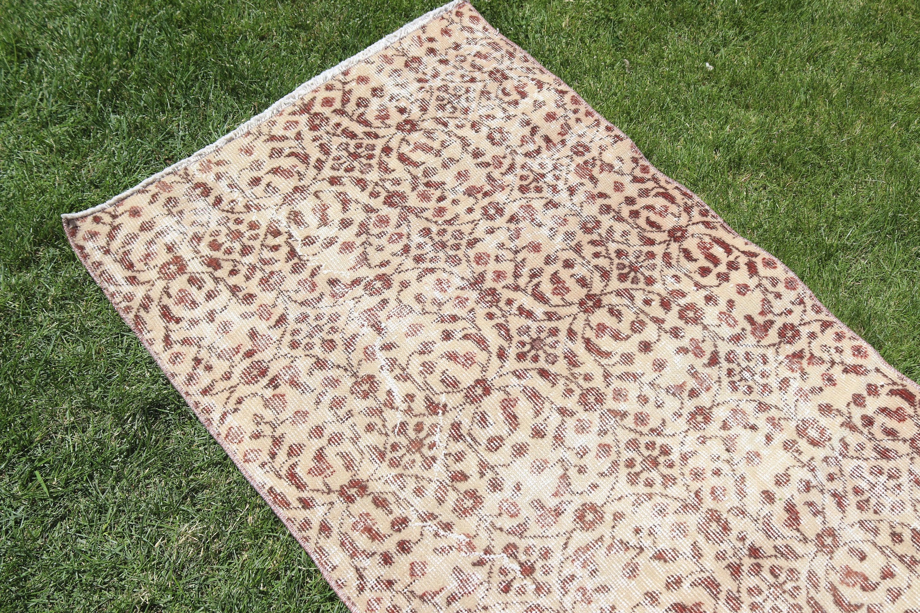 Rugs for Car Mat, Neutral Rug, Antique Rug, Bathroom Rugs, Vintage Rugs, Beige Wool Rugs, Car Mat Rug, Turkish Rug, 2.6x5.5 ft Small Rugs