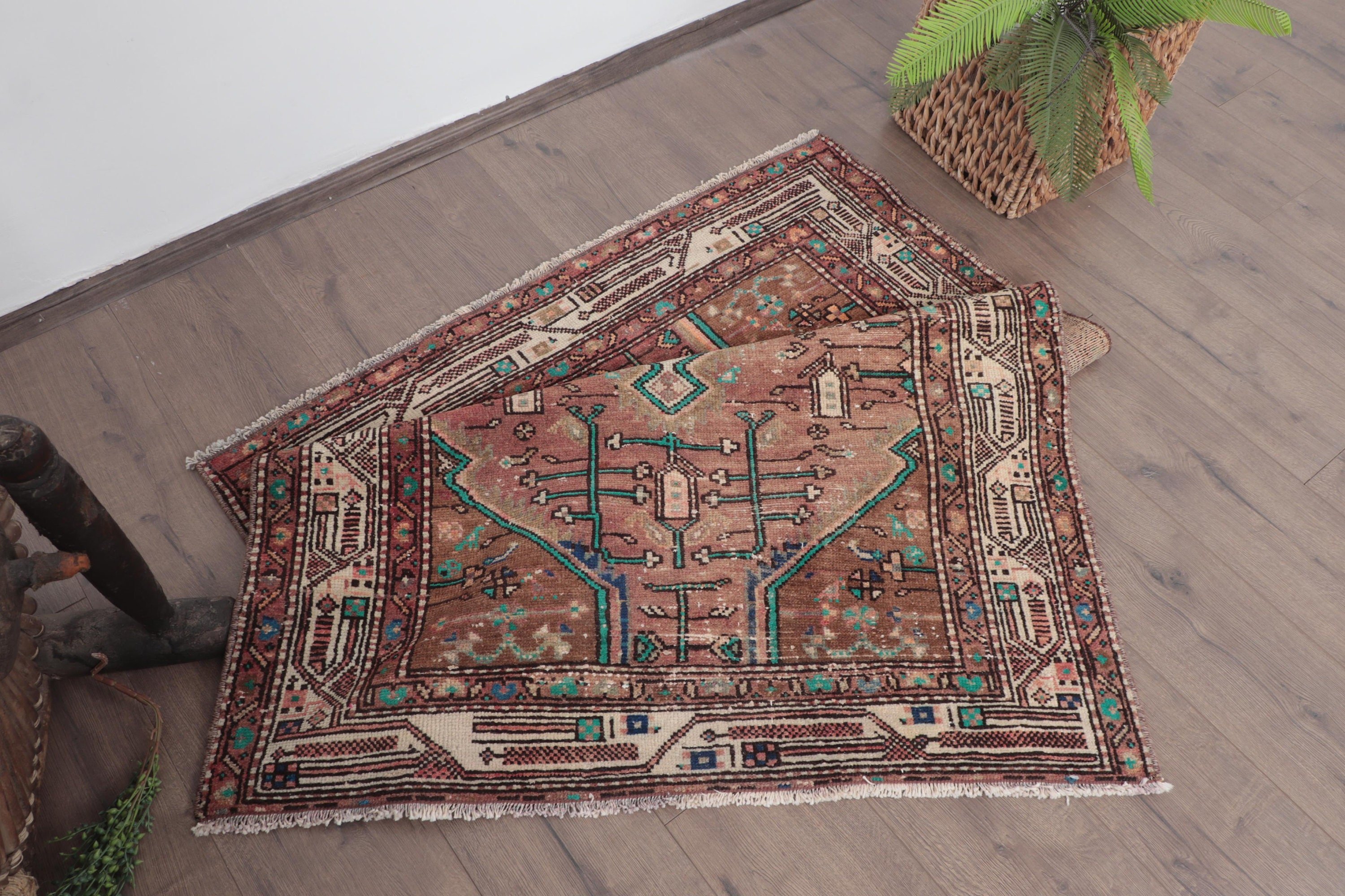 Bronz Mutfak Halısı, Oryantal Halı, Giriş Halısı, Boho Vurgulu Halı, Anadolu Halısı, Türk Halısı, Vintage Halılar, Türkiye Halısı, 3,4x4,9 ft Vurgulu Halılar