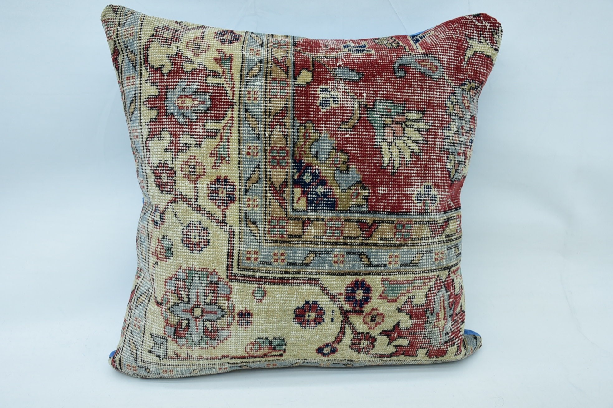 Meditasyon Yastık Kılıfı, Boho Yastık, Yatak Yastık Kılıfı, Vintage Kilim Yastık, Kanepe Yastık, 24"x24" Kırmızı Kırlent Kılıfı