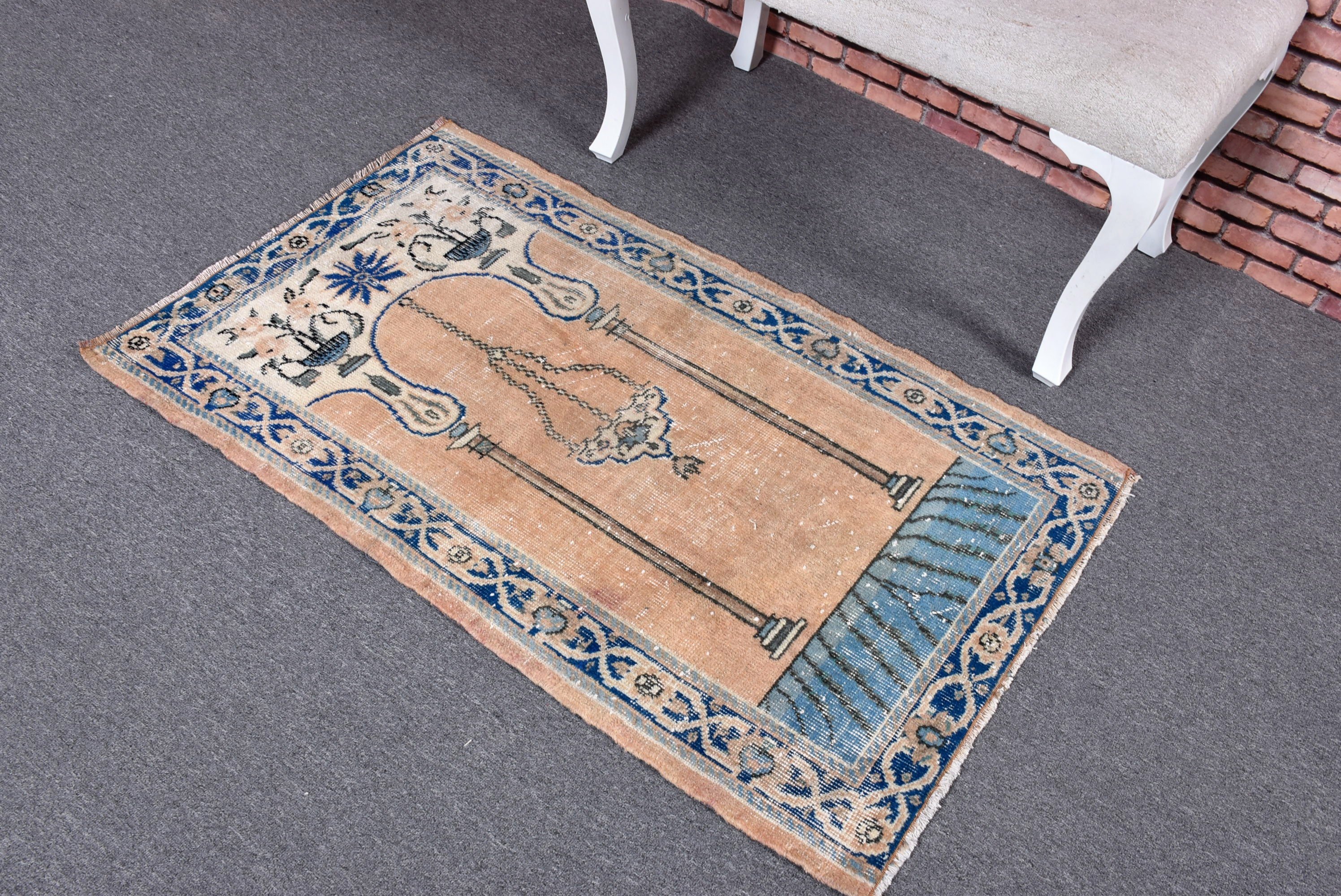 Door Mat Rug, 2.6x4 ft Small Rugs, Oushak Rug, Statement Rug, Modern Rug, Turkish Rug, Small Area Rugs, Orange Antique Rugs, Vintage Rugs