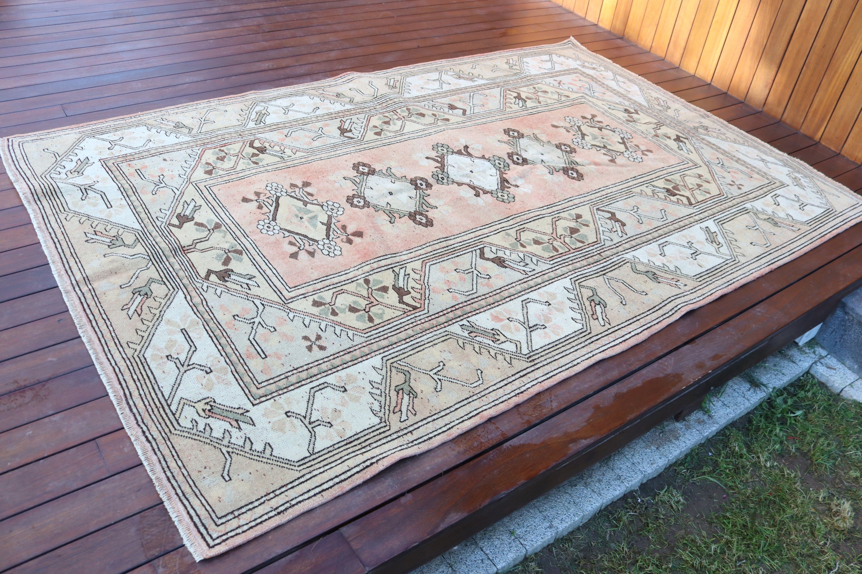 Statement Rugs, Luxury Rugs, Beige Neutral Rug, Turkish Rugs, 5.1x7.7 ft Area Rugs, Oriental Rug, Living Room Rug, Bedroom Rug, Vintage Rug