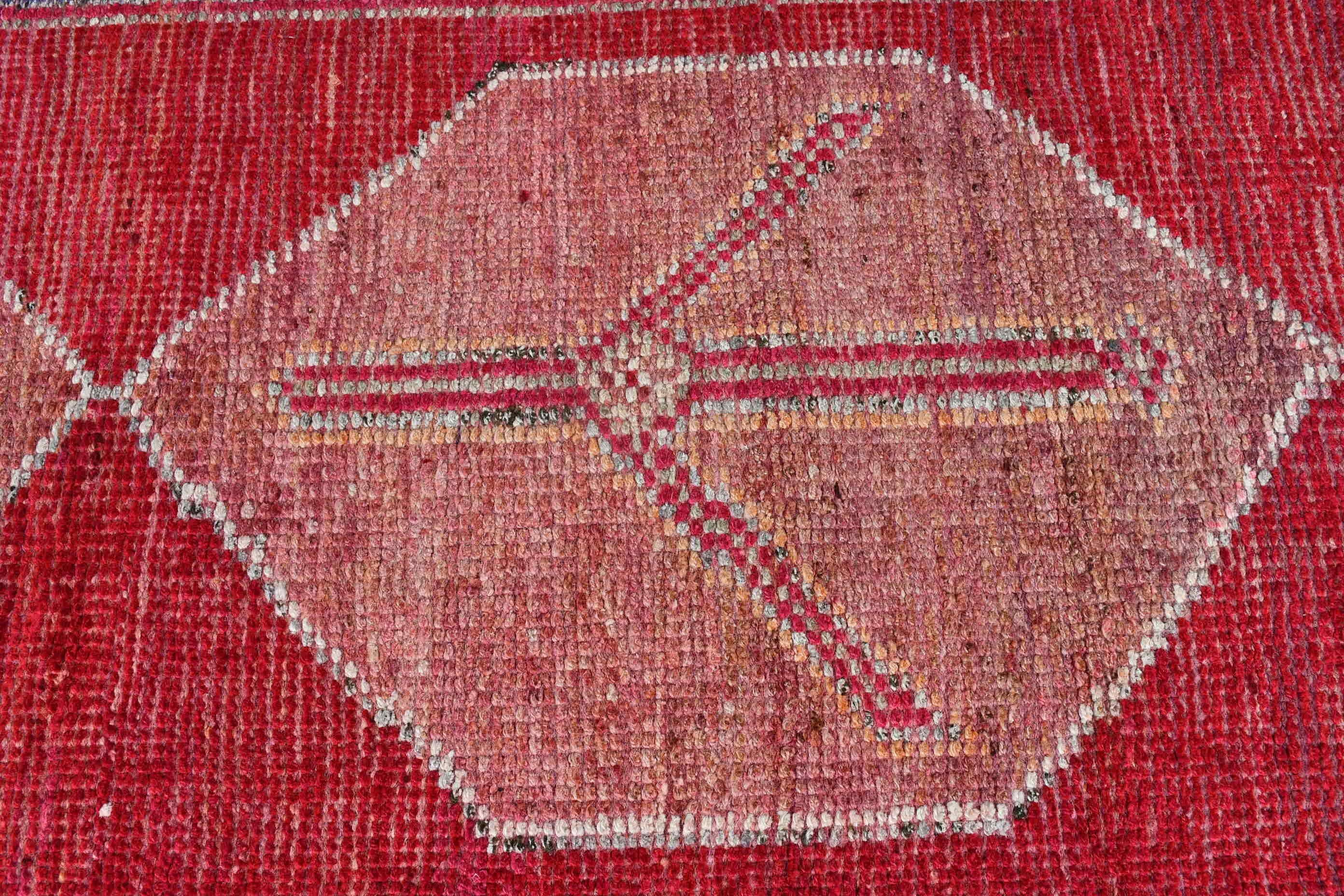 Rugs for Kitchen, Corridor Rugs, Wool Rug, Oriental Rug, Vintage Rugs, 2.6x10 ft Runner Rug, Pink Floor Rugs, Turkish Rug, Stair Rug