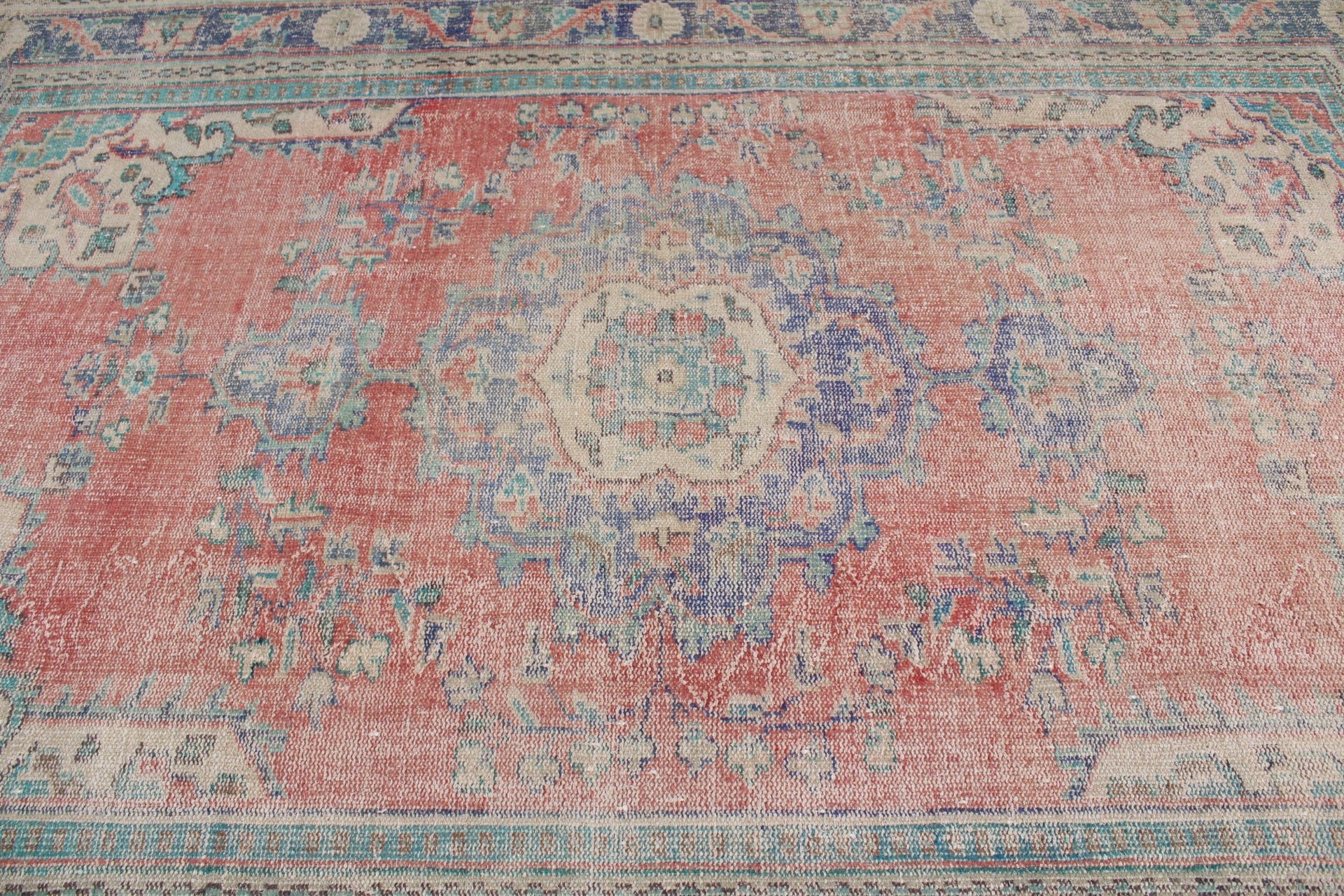 Anadolu Halısı, Mutfak Halısı, Organik Halı, Kırmızı 7.3x9.9 ft Büyük Boy Halılar, Salon Halısı, Vintage Halı, Türk Halısı, Salon Halısı