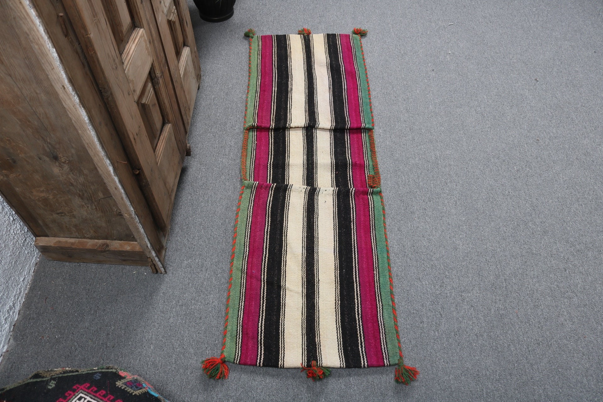 Kilim, Siyah Düz Dokuma Halı, Türk Halıları, Paspas Halıları, Soğuk Halı, 1,5x4,6 ft Küçük Halılar, Oryantal Halılar, Boho Halı, Giriş Halıları, Vintage Halı