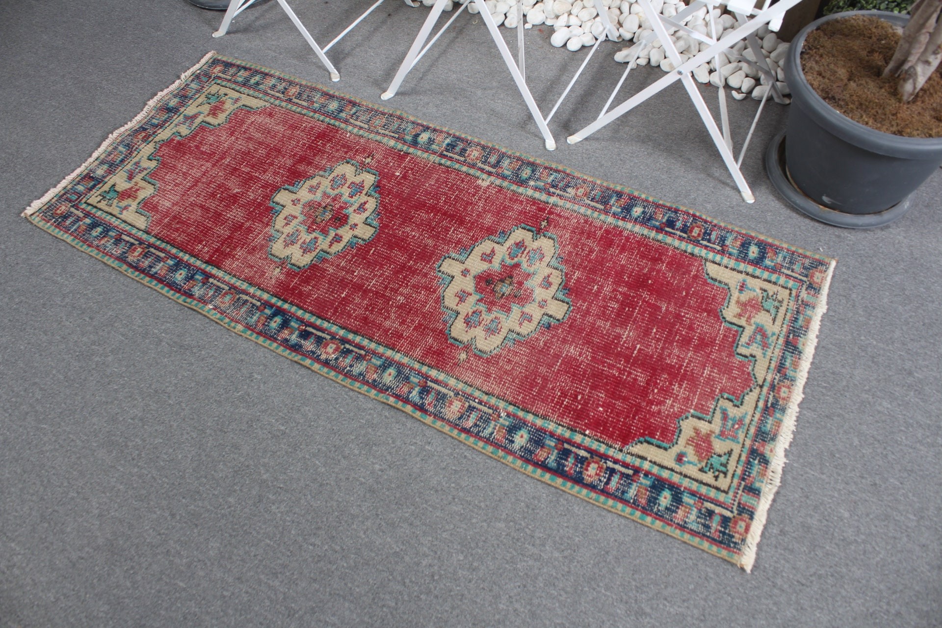 Eclectic Rug, Red Oriental Rug, 2.2x5.3 ft Small Rugs, Bedroom Rugs, Turkish Rug, Wall Hanging Rug, Oushak Rugs, Vintage Rugs