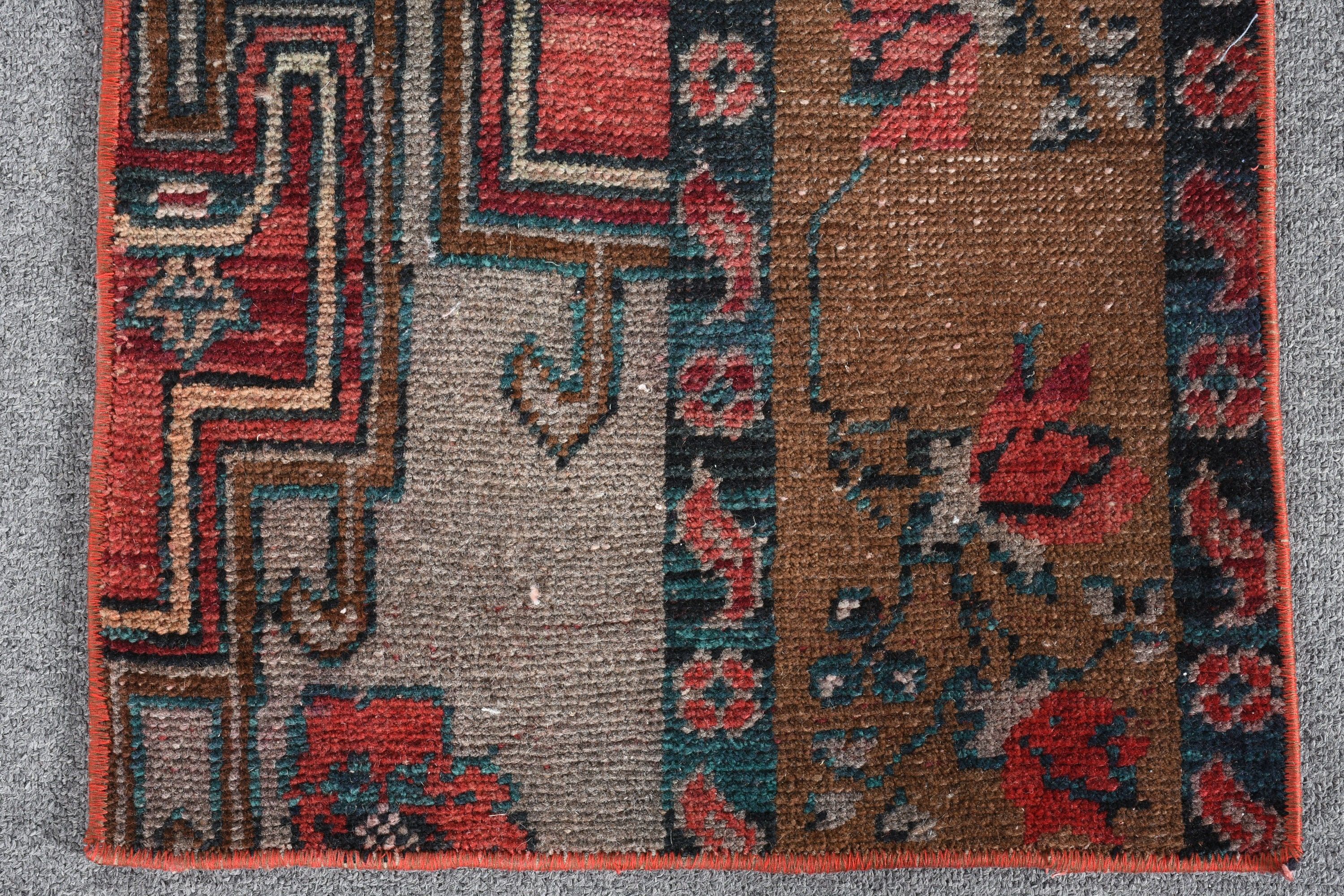 1.5x3.1 ft Küçük Halı, Giriş Kilimleri, Duvara Asılı Halı, Kapı Paspas Halıları, Türk Halısı, Ev Dekor Halısı, Kırmızı Yün Halı, Vintage Halı, Oushak Halıları