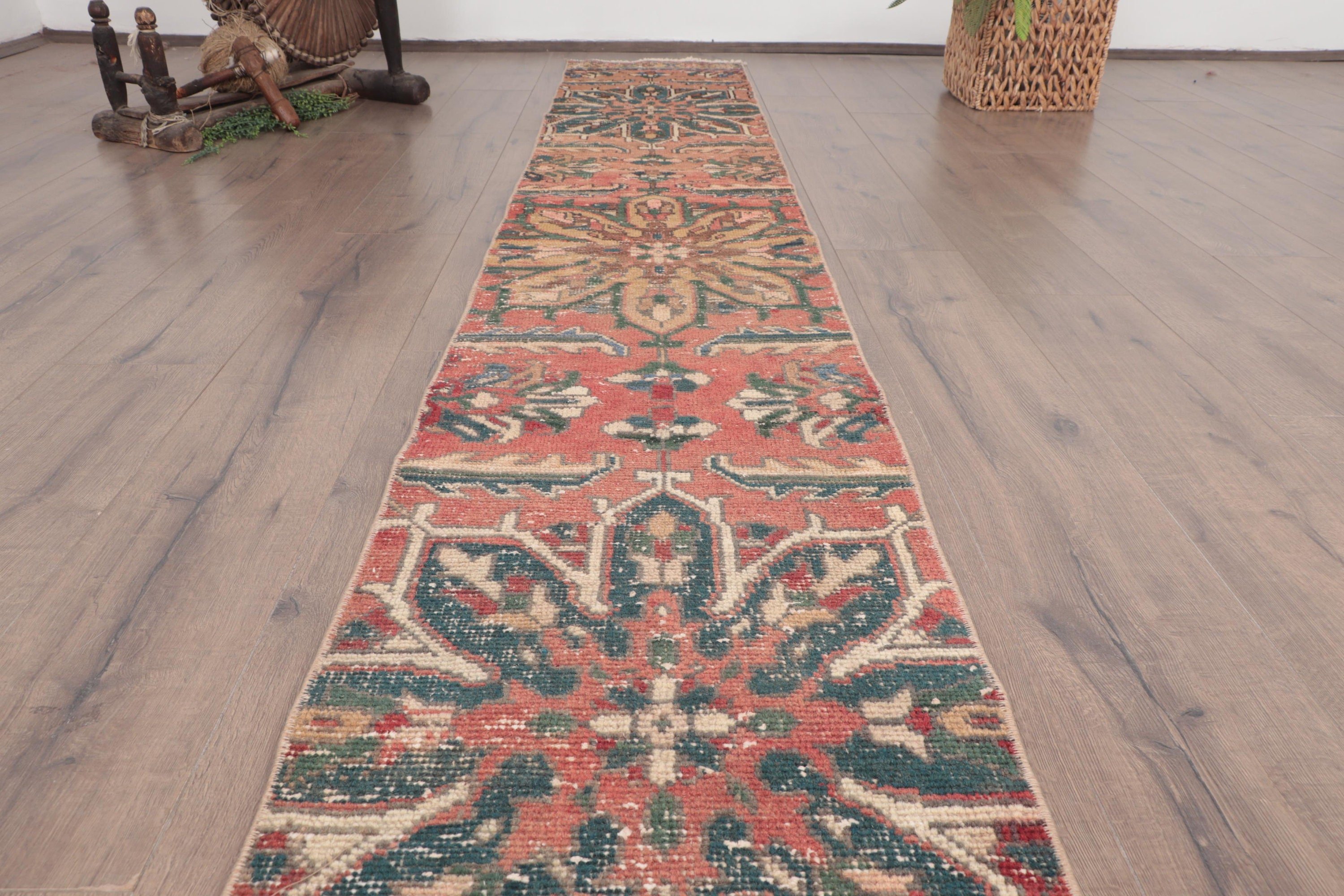 Red Anatolian Rugs, Turkish Rug, Corridor Rug, Long Runner Rug, Vintage Rugs, Antique Rugs, Moroccan Rugs, 1.6x10.2 ft Runner Rug