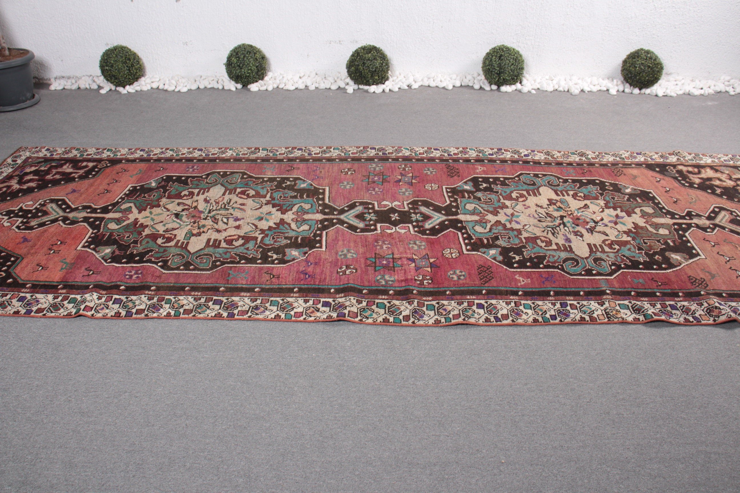 Vintage Rugs, Home Decor Rugs, Corridor Rug, Anatolian Rugs, Kitchen Rug, Floor Rug, Turkish Rug, Red  4.5x12.9 ft Runner Rugs