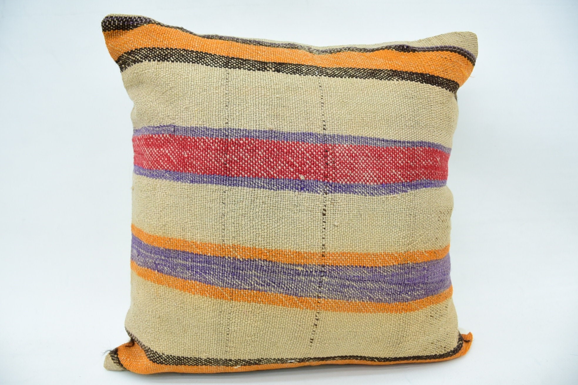 Kilim Cushion Sham, 18"x18" Beige Cushion, Rustic Cushion Case, Antique Pillows, Tapestry Cushion Cover, Kilim Pillow Cover