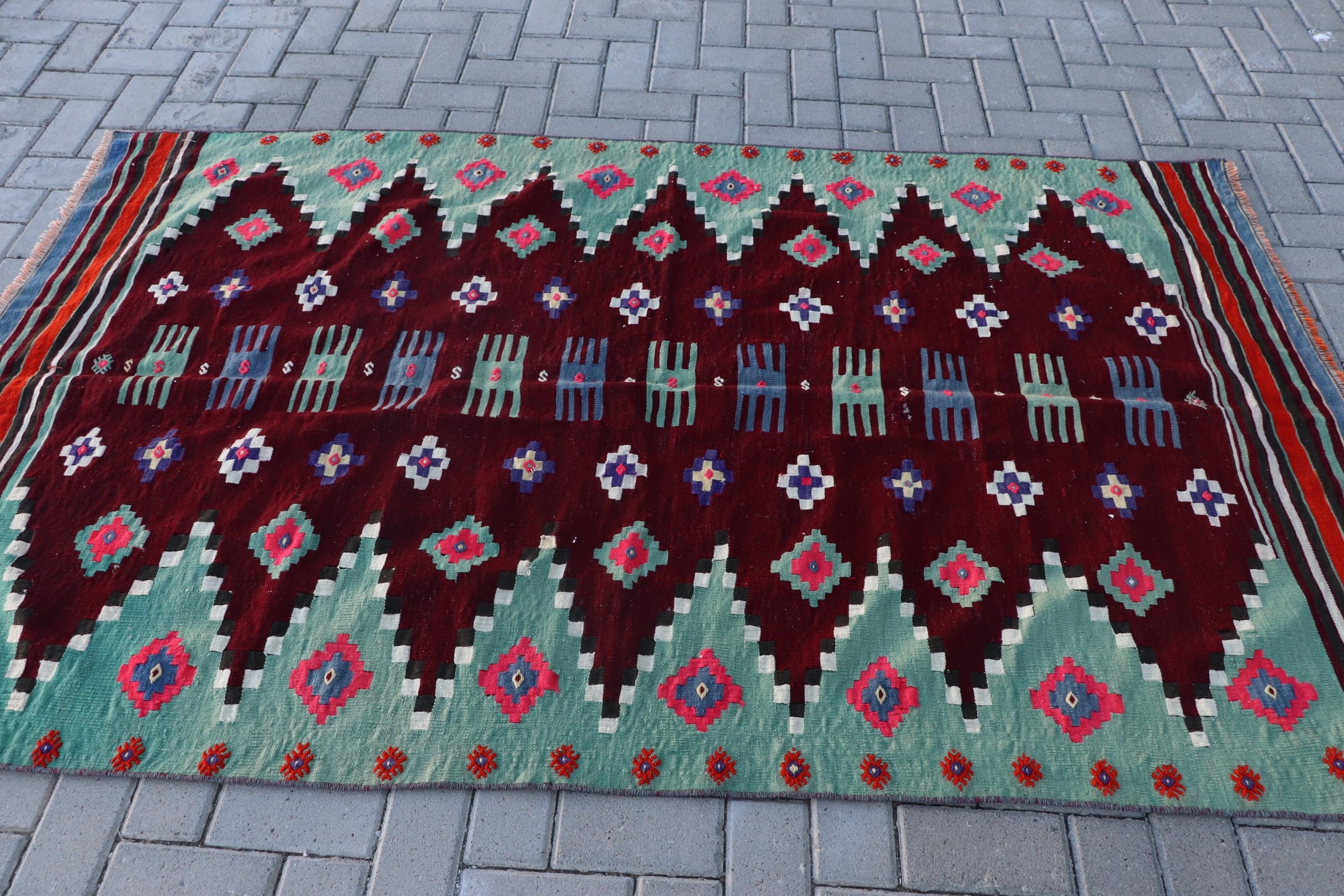 Mor Yatak odası Kilim, Türk Kilim, 132x218 cm Oturma odası Kilim, Uşak Kilim, Oturma odası Kilim, Antre Kilim, Yatak odası Kilim