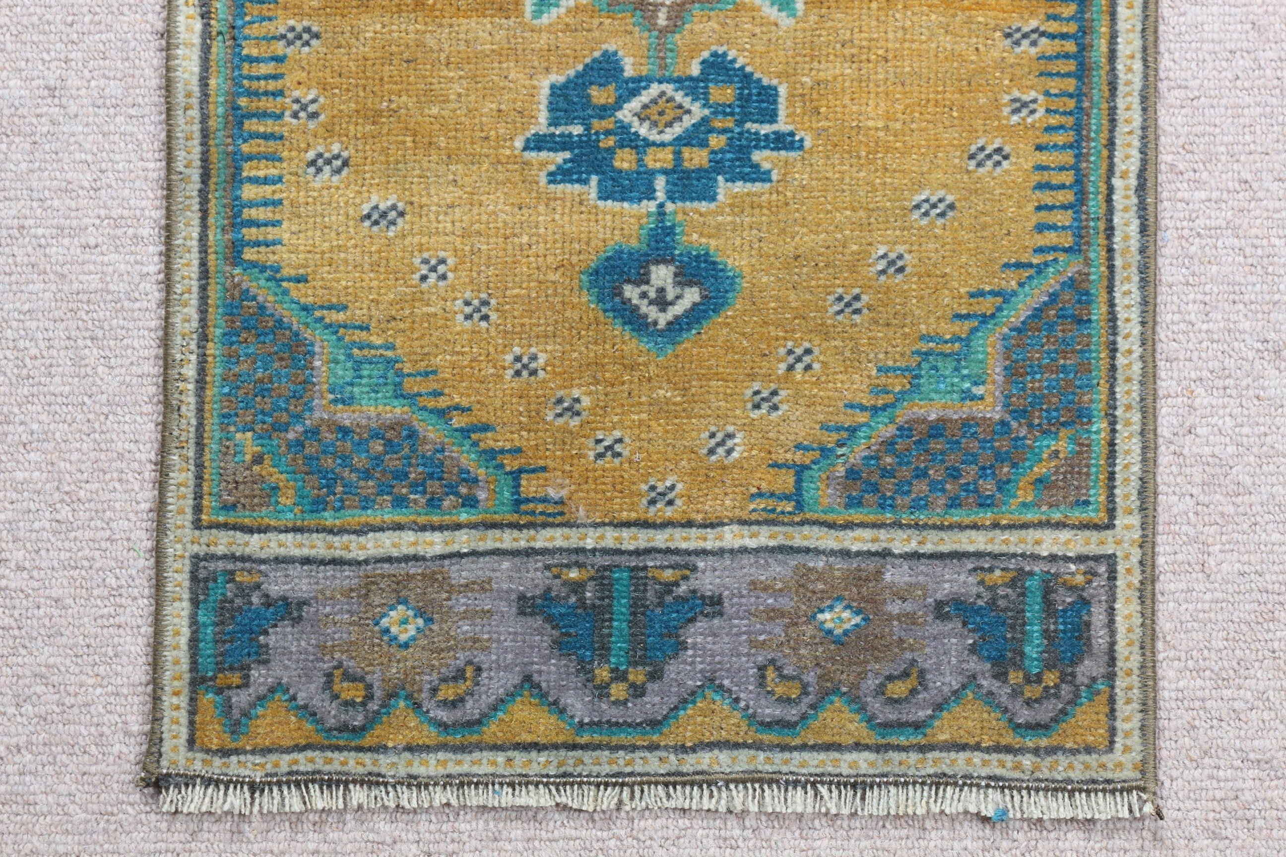 Sarı Mutfak Halısı, Fas Halısı, Türk Halısı, 1.3x3.2 ft Küçük Halı, Oryantal Halı, Banyo Halısı, Küçük Boho Halı Halıları, Vintage Halı, Araba Paspas Halıları