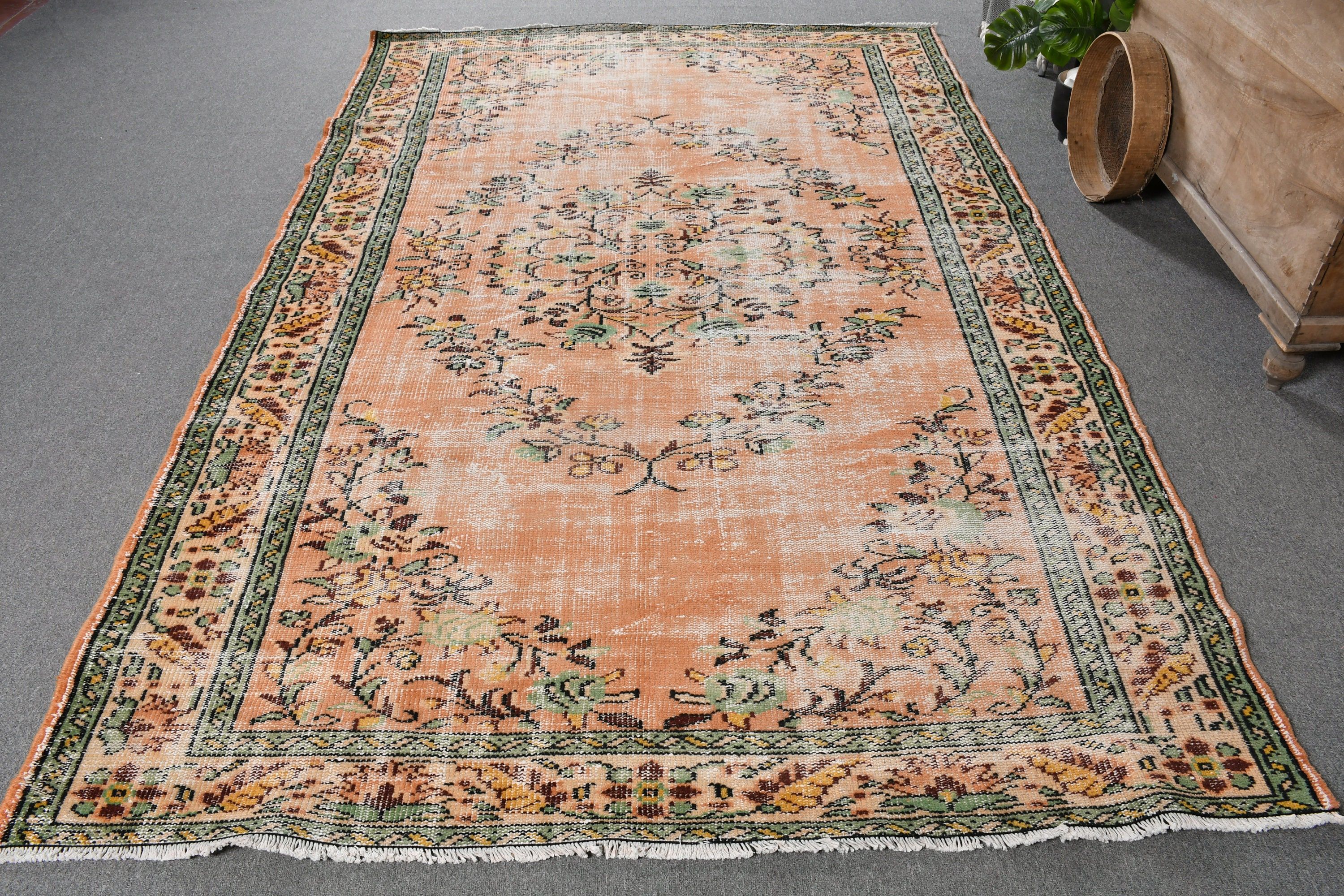 Dining Room Rug, Salon Rugs, Decorative Rug, Wool Rug, Vintage Rug, Cool Rug, Orange  5.8x9.2 ft Large Rugs, Turkish Rug