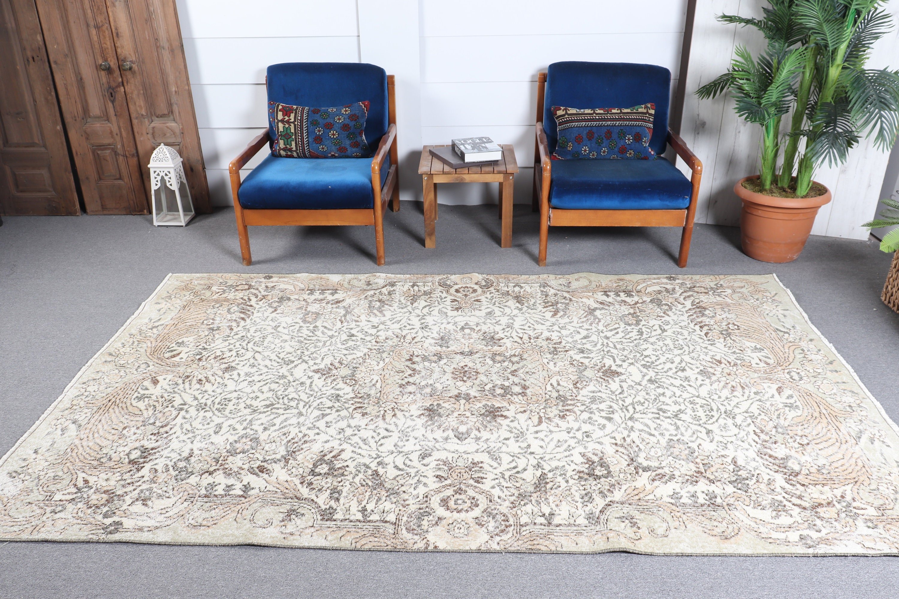 Green Antique Rug, Bedroom Rug, Cool Rug, Vintage Rug, Rugs for Salon, 5.4x8.9 ft Large Rug, Turkish Rug, Living Room Rug