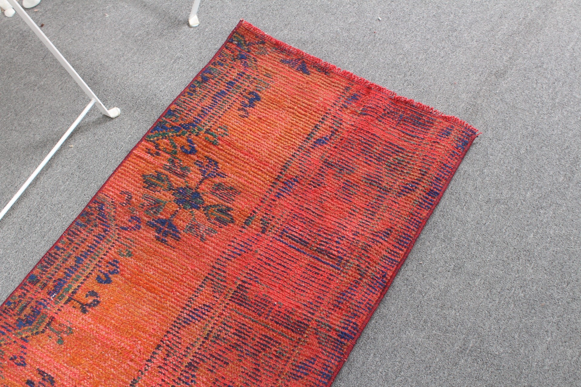 Vintage Rug, Wall Hanging Rug, Turkish Rug, 1.8x3.7 ft Small Rug, Kitchen Rug, Floor Rugs, Oriental Rug, Rugs for Bath, Orange Oushak Rug