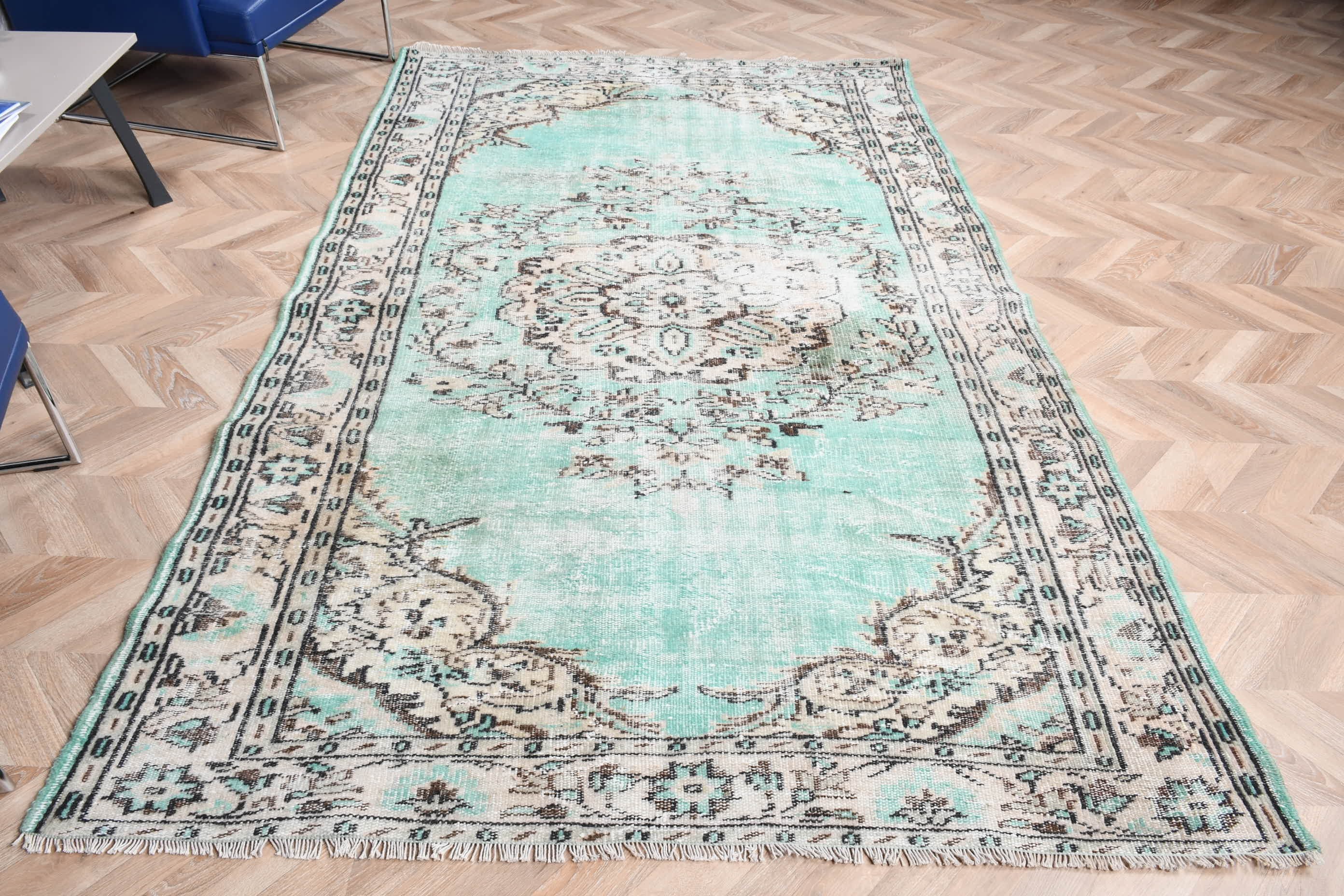 Oushak Halı, Vintage Halı, Yer Halısı, Etnik Halı, Yemek Odası Halısı, Yeşil Ev Dekor Halıları, 5.3x8.7 ft Büyük Halılar, Oturma Odası Halısı, Türk Halısı