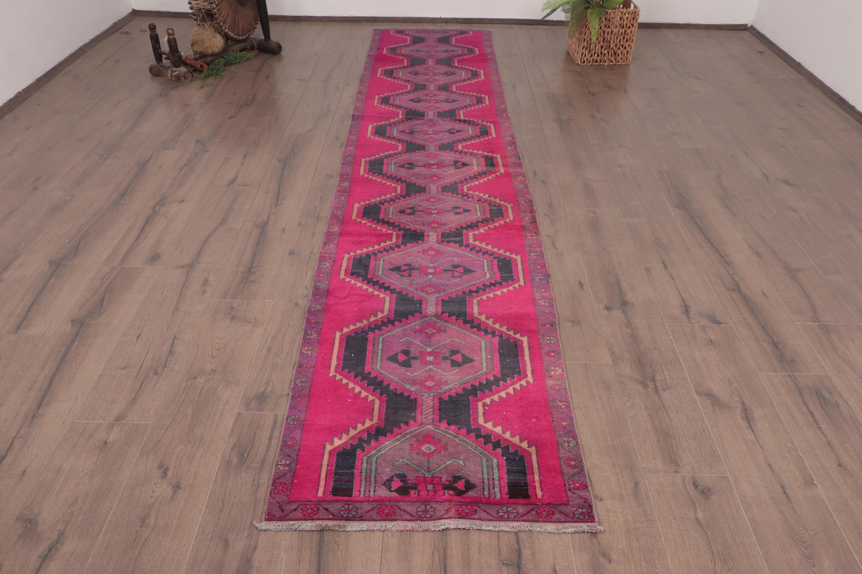 Kitchen Rug, Corridor Rug, Pink Antique Rug, Stair Rug, Flatweave Rug, Tribal Rugs, Vintage Rugs, Turkish Rugs, 2.3x11.8 ft Runner Rugs