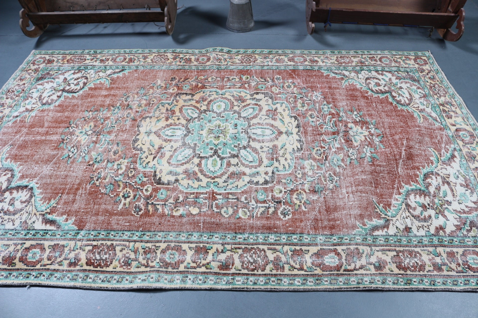 Fas Halıları, Yemek Odası Halısı, Sevimli Halı, Türk Halısı, Oturma Odası Halısı, Vintage Halı, 5.5x8.6 ft Büyük Halı, Kahverengi Mutfak Halıları