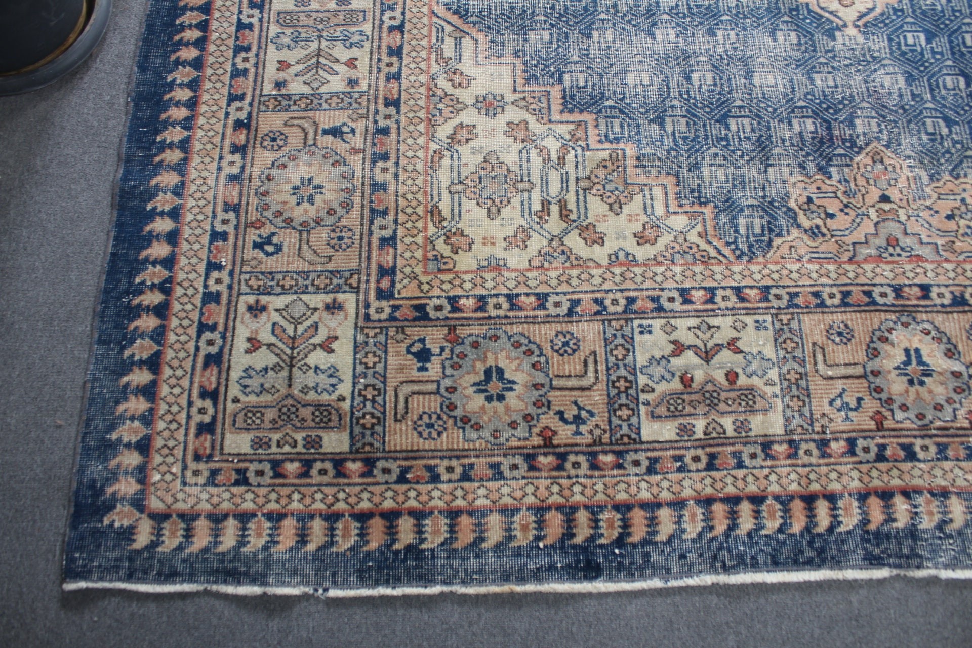 Salon Halısı, Yatak Odası Halısı, Yer Halısı, Vintage Halı, Boho Halısı, 7.9x11.5 ft Büyük Boy Halı, Mavi Ev Dekor Halıları, Türk Halısı, Yemek Odası Halısı