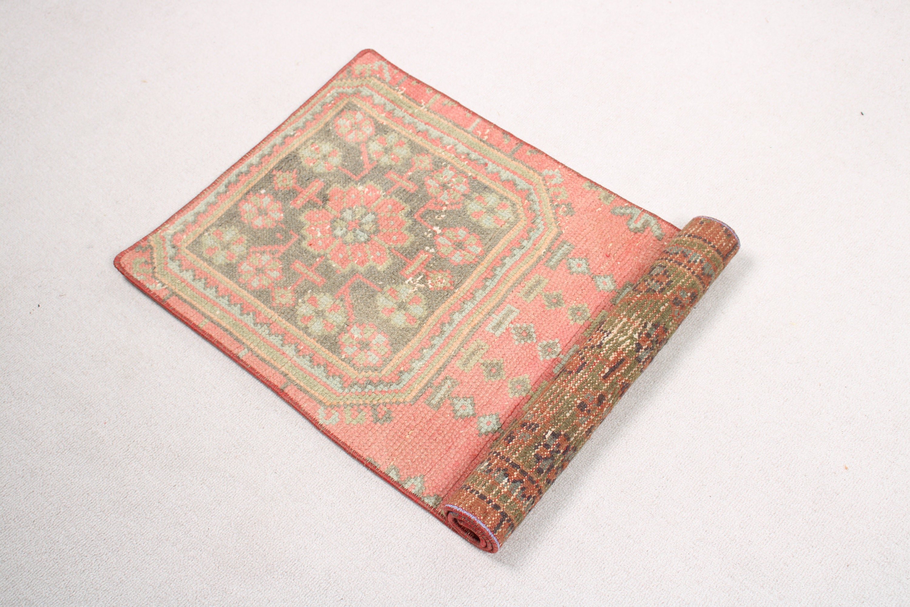 Yün Halı, Pembe Ev Dekor Halısı, Banyo Halıları, Türk Halıları, Çocuk Halısı, Nötr Halı, 1.6x3.3 ft Küçük Halı, Paspas Halısı, Vintage Halı