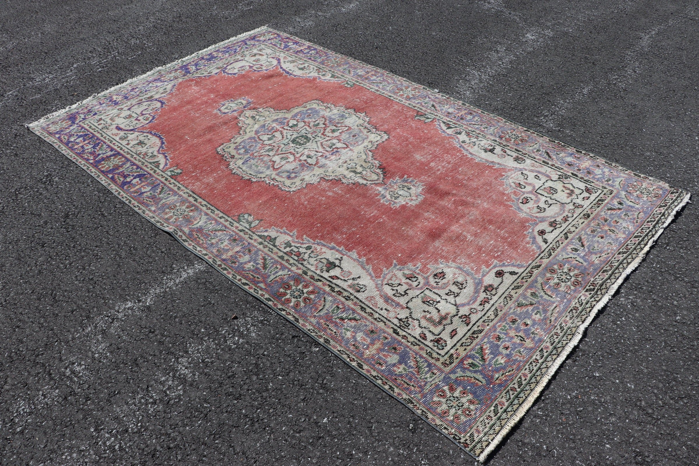 Red Cool Rugs, Old Rug, Turkish Rug, Wool Rugs, Salon Rug, Oushak Rug, Vintage Rug, 5.2x9.3 ft Large Rug, Rugs for Dining Room, Bedroom Rug