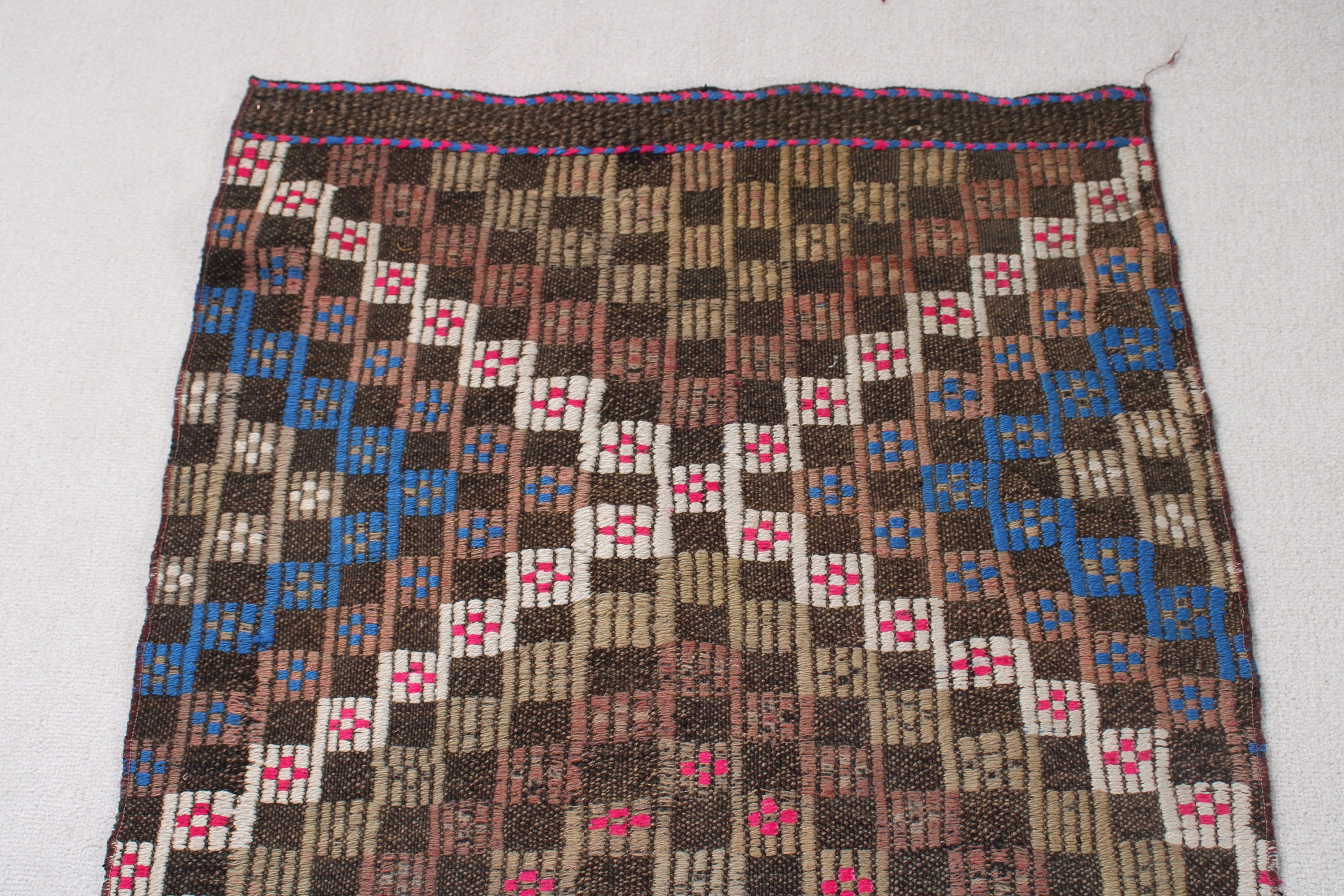 Havalı Halı, Koridor Halısı, 2.3x10.6 ft Runner Halısı, Vintage Runner Halıları, Kilim, Kahverengi Boho Halısı, Türk Halısı, Fas Halıları, Vintage Halı