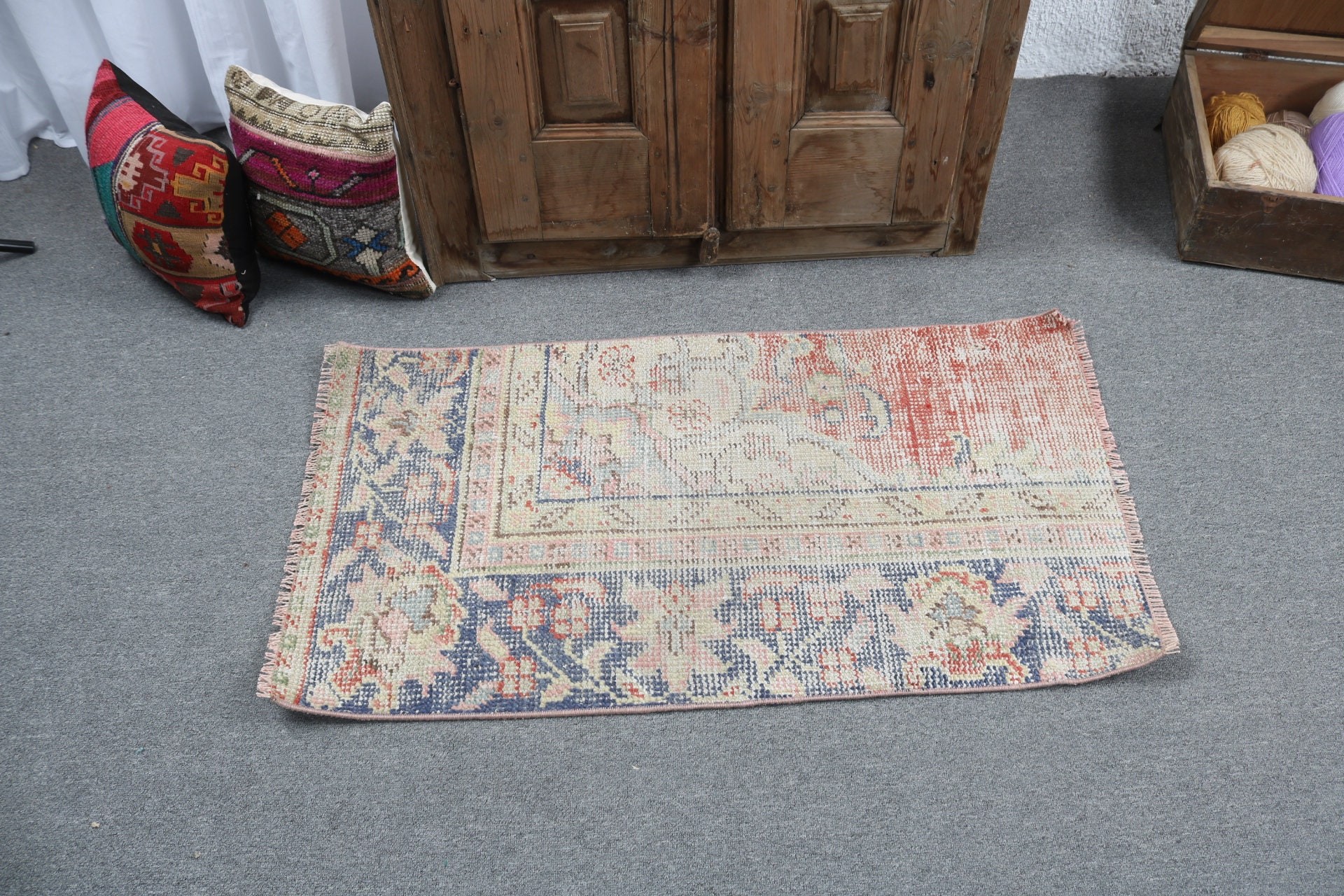 Nursery Rug, Floor Rugs, Vintage Rugs, Traditional Rug, 1.9x3.6 ft Small Rug, Home Decor Rug, Turkish Rugs, Car Mat Rugs, Green Antique Rug