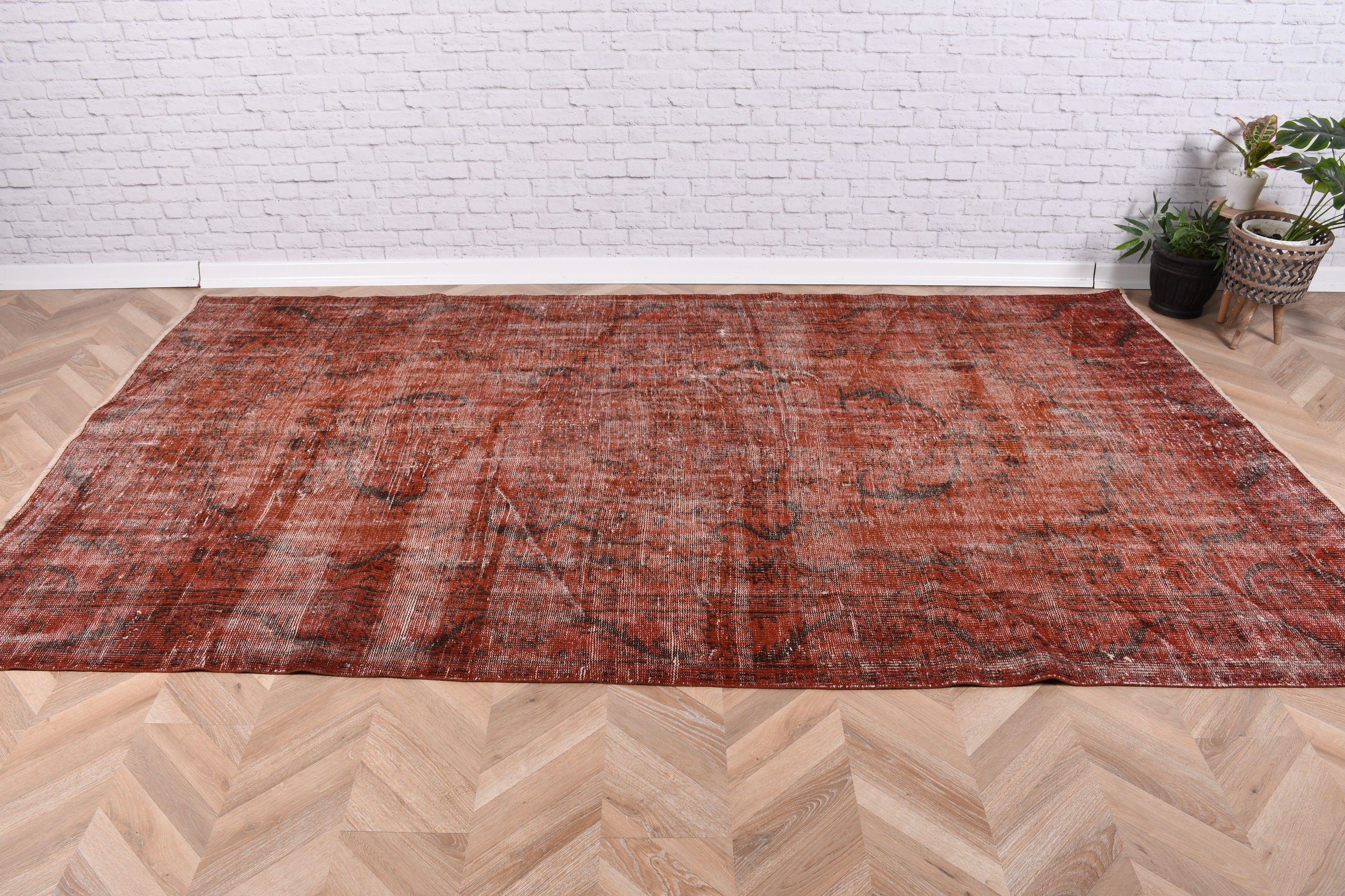 Yatak Odası Halıları, 5.2x9.4 ft Büyük Halı, Salon Halısı, Yün Halı, Turuncu Lüks Halılar, Egzotik Halılar, Vintage Halılar, Türk Halıları, Geometrik Halı