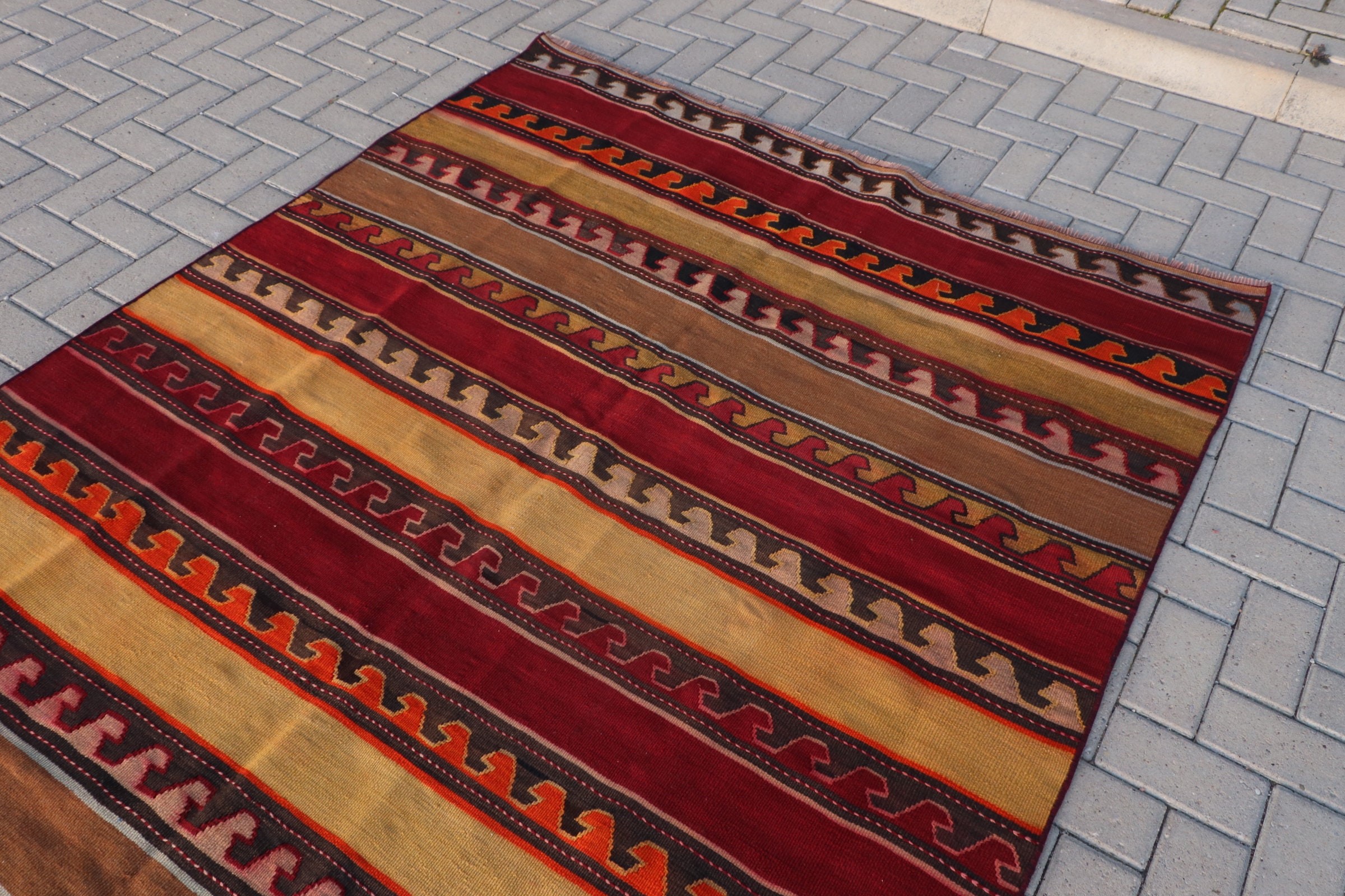 Bedroom Rug, Red Floor Rug, Living Room Rug, Vintage Rug, 5.7x12 ft Large Rug, Cool Rug, Outdoor Rug, Turkish Rug, Kilim