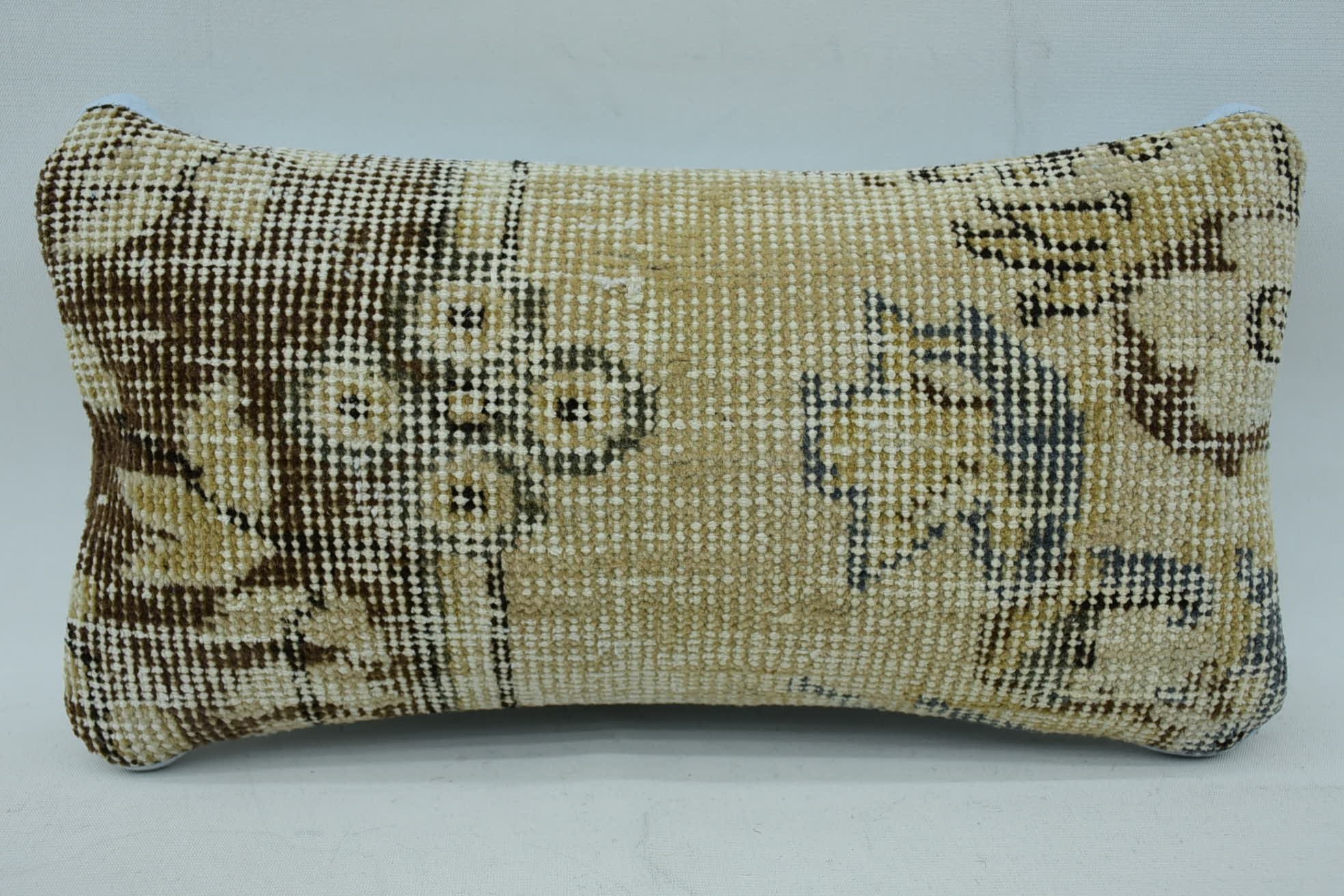 Kilim Cushion Sham, Shabby Chic Pillow Sham, Pillow for Couch, 8"x16" Beige Pillow Case, Boho Pillow Sham Cover