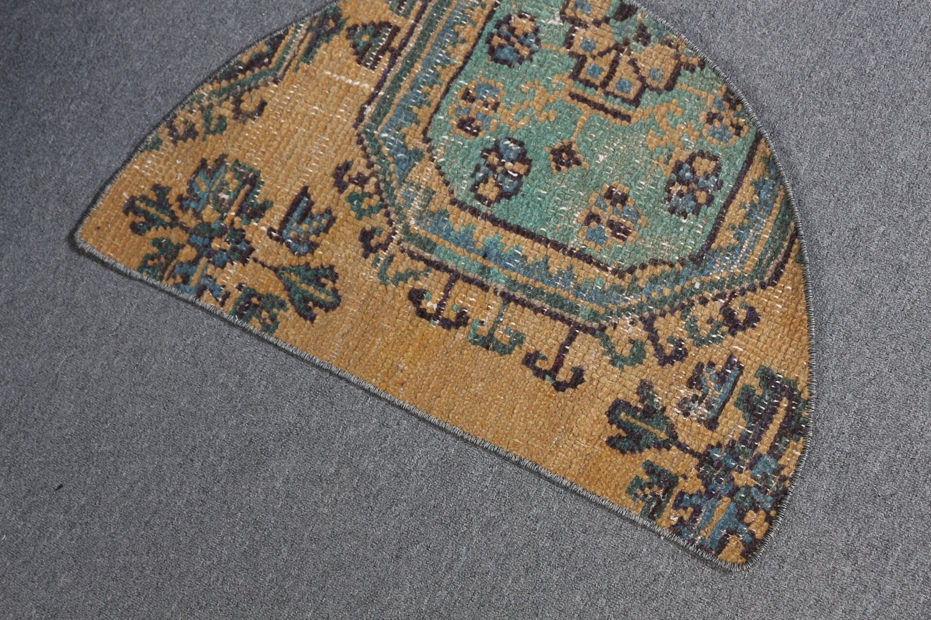 Vintage Halı, Etnik Halılar, Yeşil 2.5x1.5 ft Küçük Halılar, Çocuk Halısı, Banyo Halısı, Anadolu Halısı, Türk Halısı