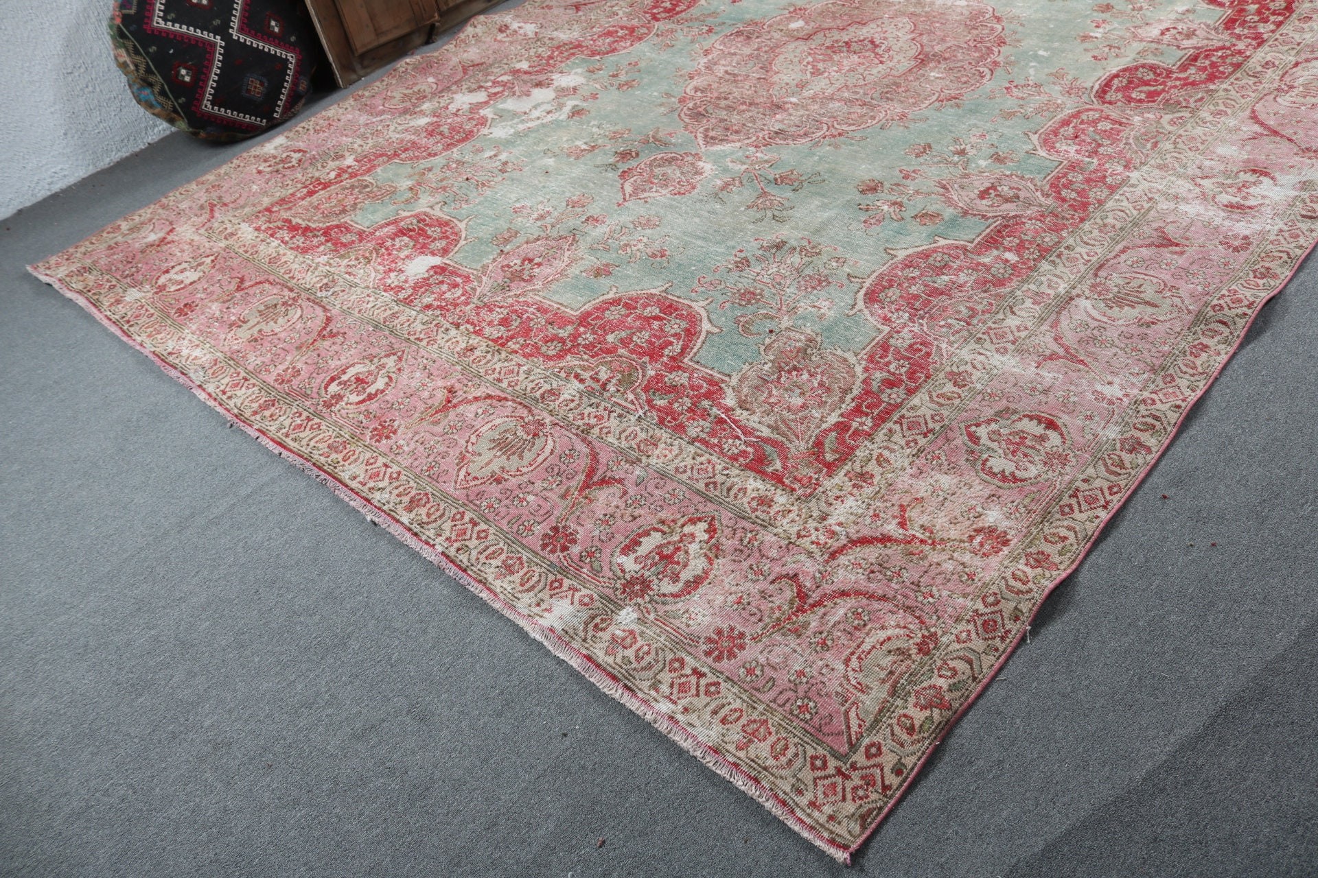 Red Oushak Rug, Modern Rug, Oversize Vintage Rugs, Living Room Rug, Kitchen Rugs, Vintage Rugs, 9.6x13 ft Oversize Rugs, Turkish Rugs