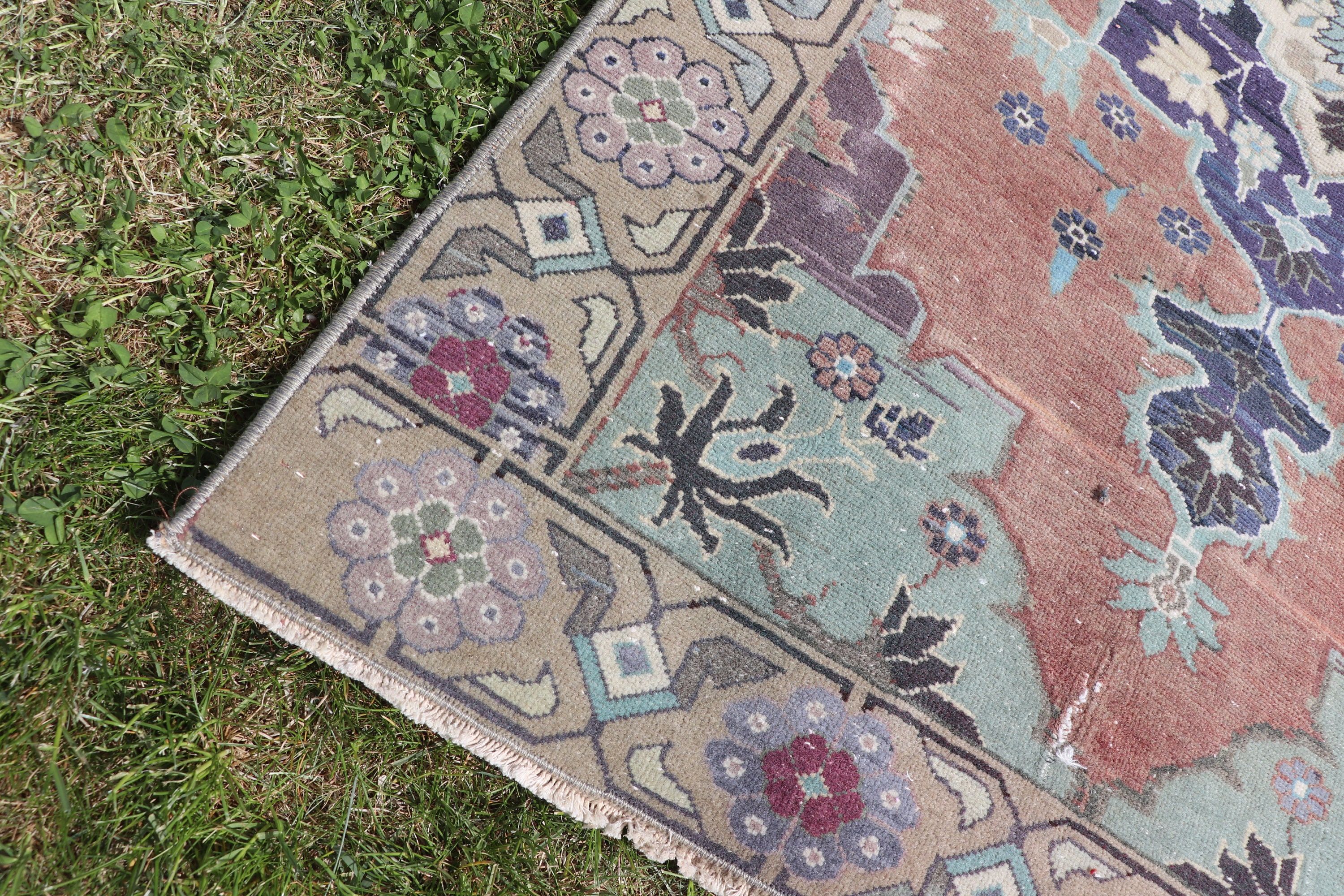 Vintage Rug, Vintage Runner Rug, Oushak Rug, Brown Oushak Rug, 2.8x7.5 ft Runner Rug, Turkish Rugs, Wool Rugs, Long Runner Rugs, Floor Rug