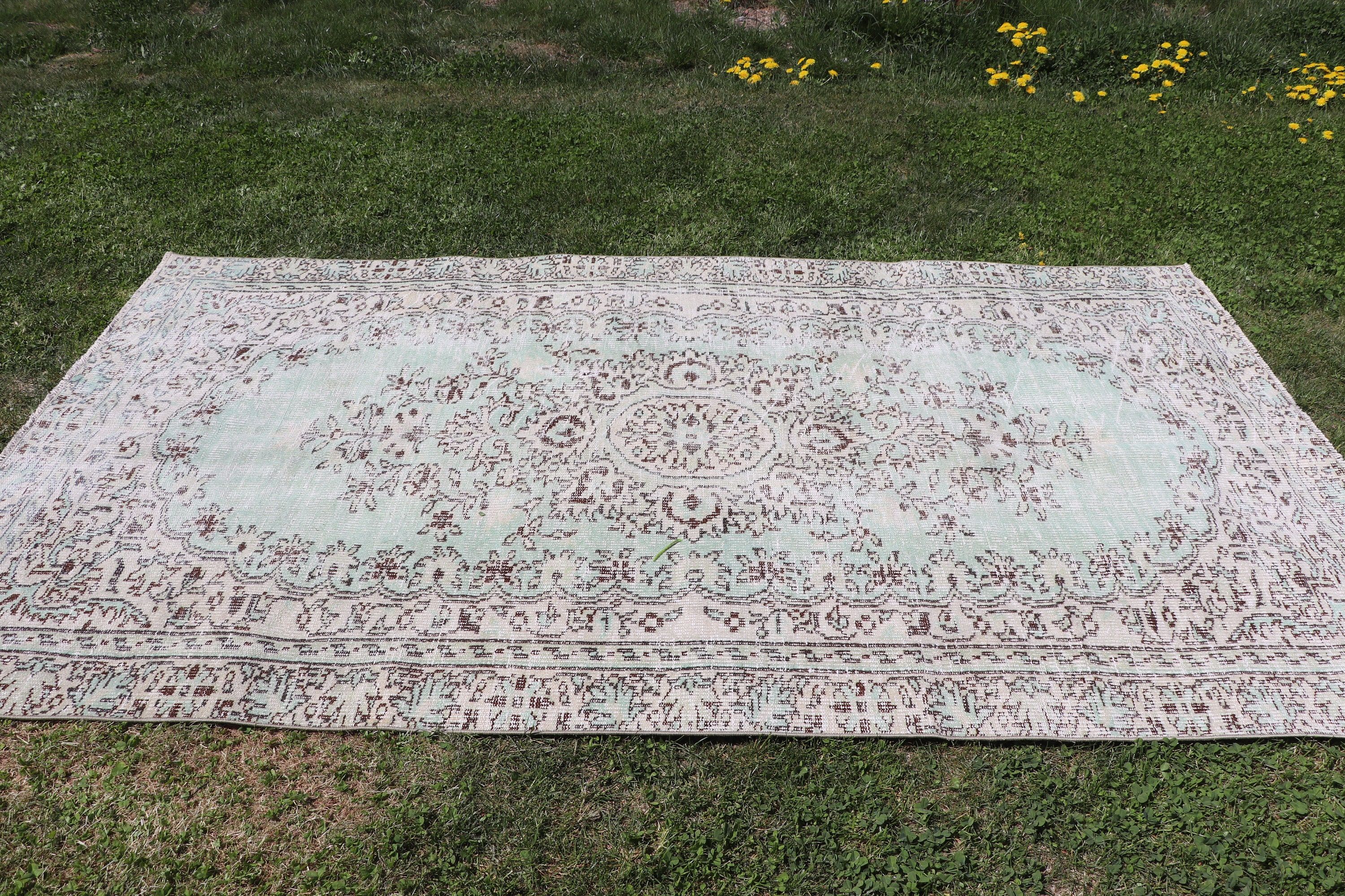 Boho Halı, Büyük Vintage Halılar, Yeşil Lüks Halı, Türk Halısı, Anadolu Halısı, 4.9x8.6 ft Büyük Halılar, Yemek Odası Halıları, Vintage Halı, Yün Halılar