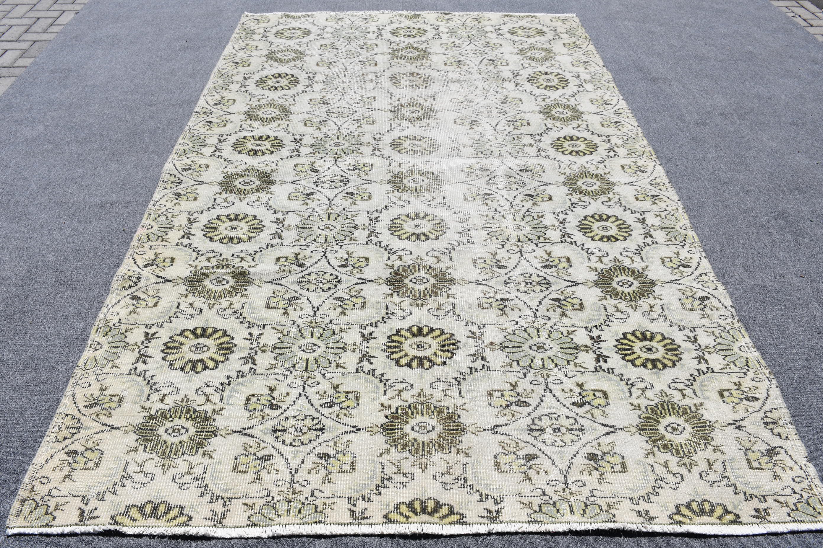 6x9.4 ft Large Rug, Beige Home Decor Rug, Oriental Rug, Salon Rug, Turkish Rug, Vintage Rug, Cool Rugs, Rugs for Living Room, Bedroom Rug