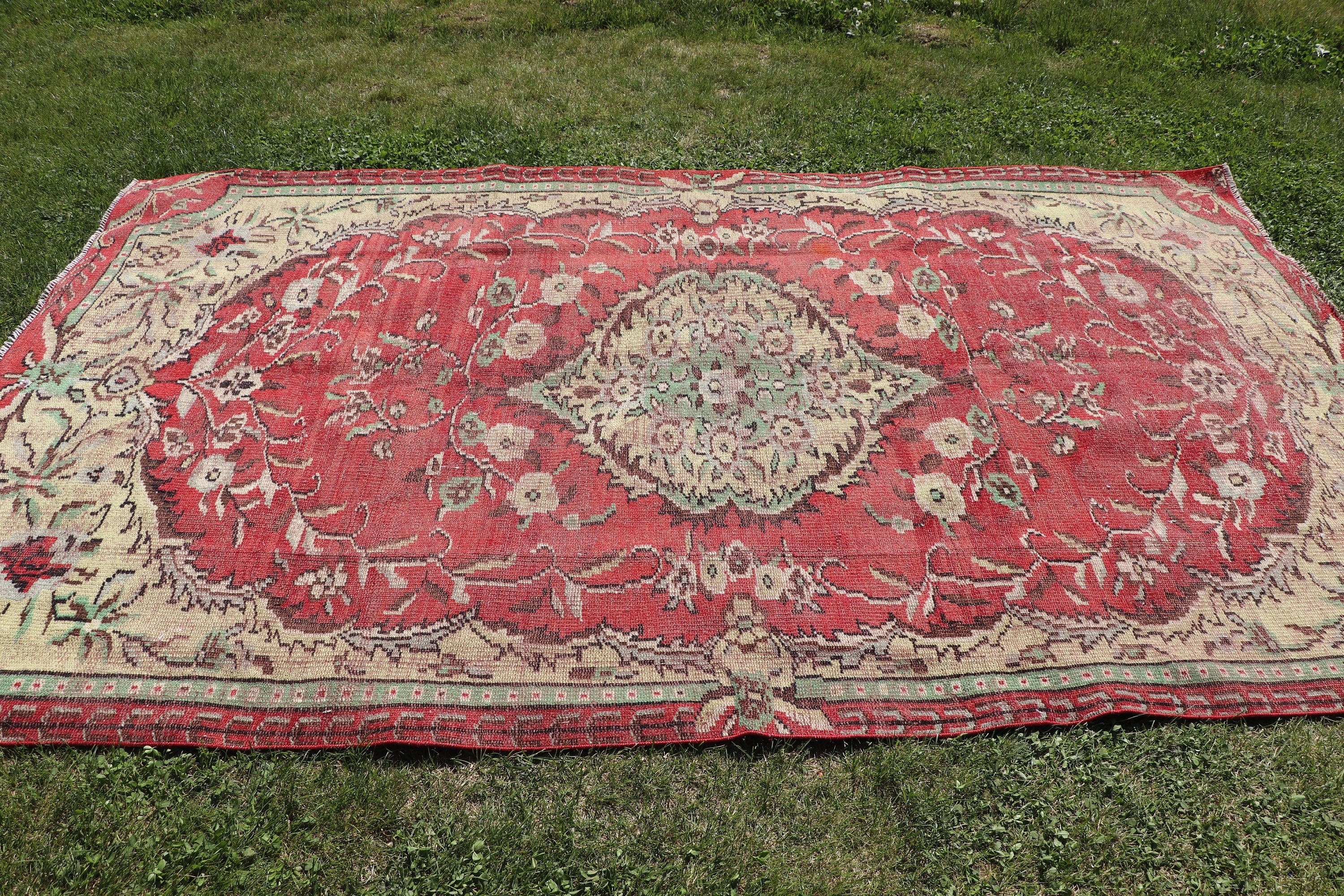 Large Boho Rug, Luxury Rugs, Turkish Rugs, Oriental Rug, Dining Room Rug, Turkey Rugs, Vintage Rug, 5.2x8.9 ft Large Rugs, Red Antique Rugs