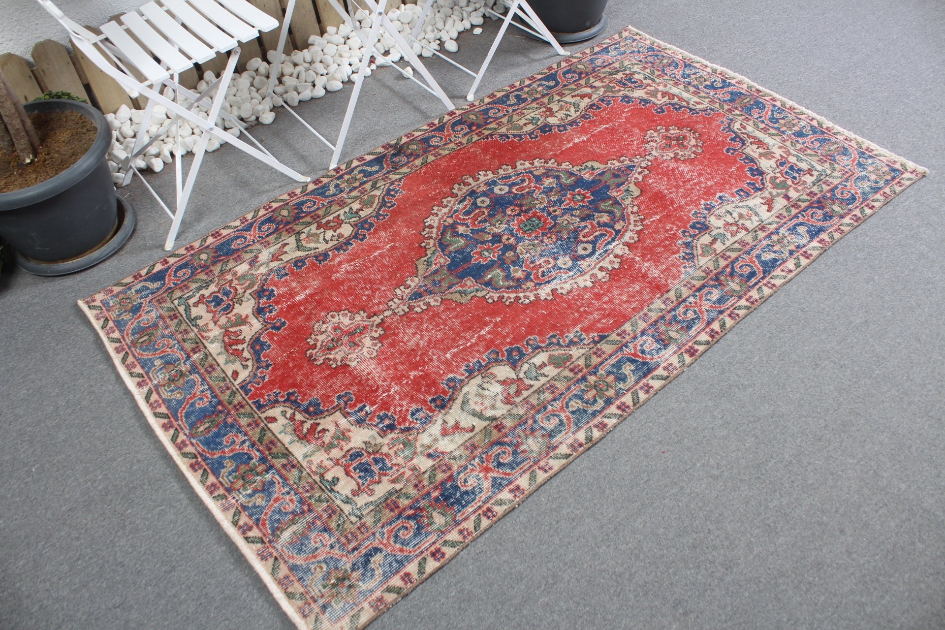 Kitchen Rug, Rugs for Kitchen, Turkish Rug, Pastel Rug, Red  3.6x6.5 ft Accent Rug, Moroccan Rug, Entry Rug, Vintage Rug