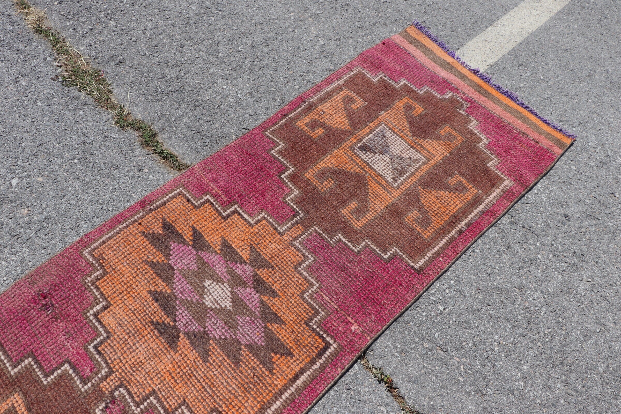 Koridor Halıları, 2,6x9,8 ft Koşucu Halısı, Oryantal Halı, Vintage Halı, Merdiven Halıları, Türk Halısı, Oushak Halısı, Koridor Halısı, Kahverengi Antika Halı