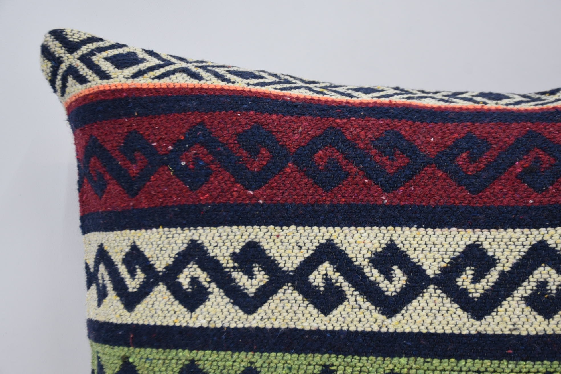 16"x24" Red Cushion Cover, Throw Kilim Pillow, Kilim Cushion Sham, Vintage Kilim Pillow, Office Chair Pillow Cover
