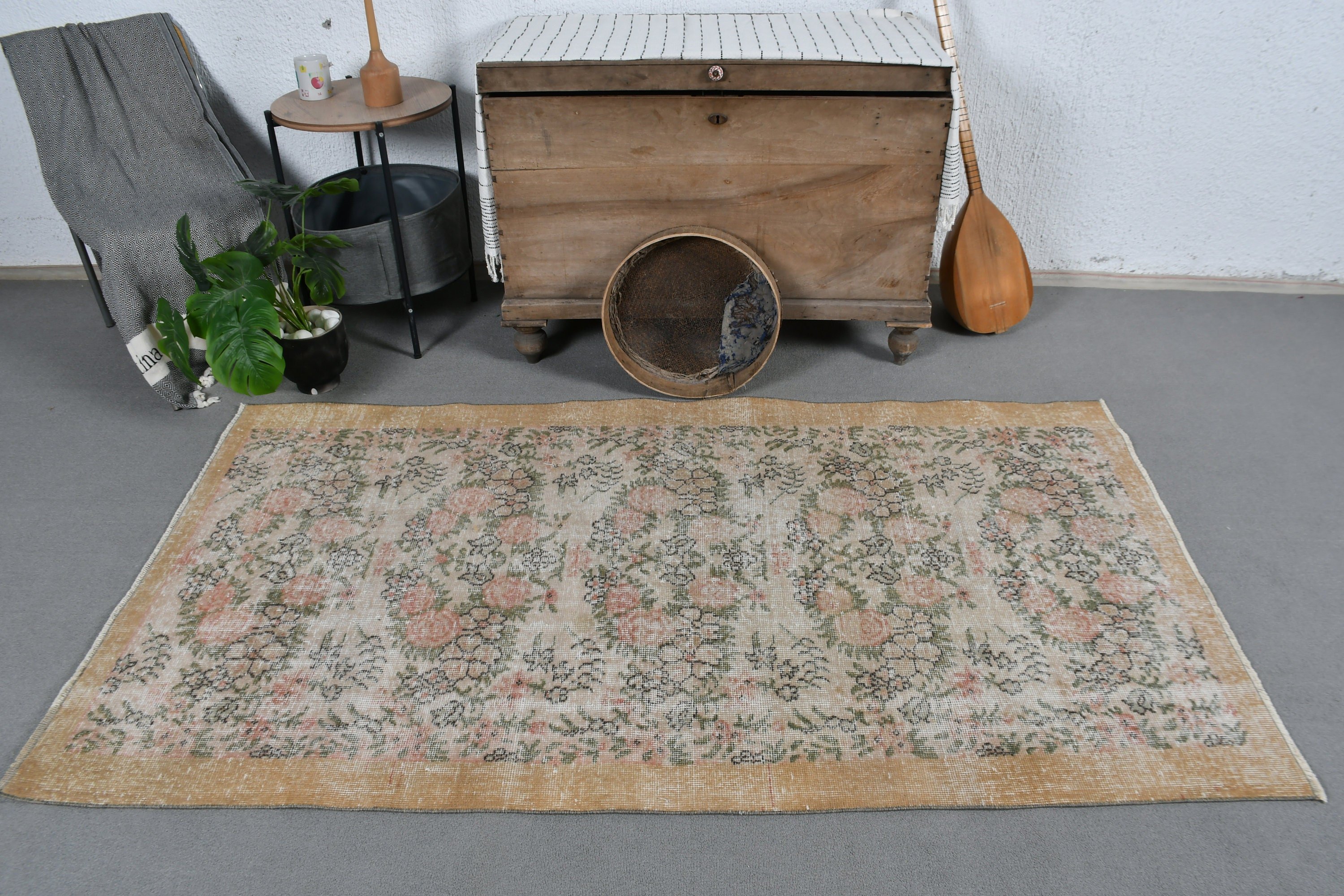 Vintage Rugs, 3.7x6.6 ft Area Rug, Muted Rug, Nursery Rugs, Kitchen Rugs, Beige Moroccan Rug, Oriental Rug, Turkish Rug, Living Room Rugs