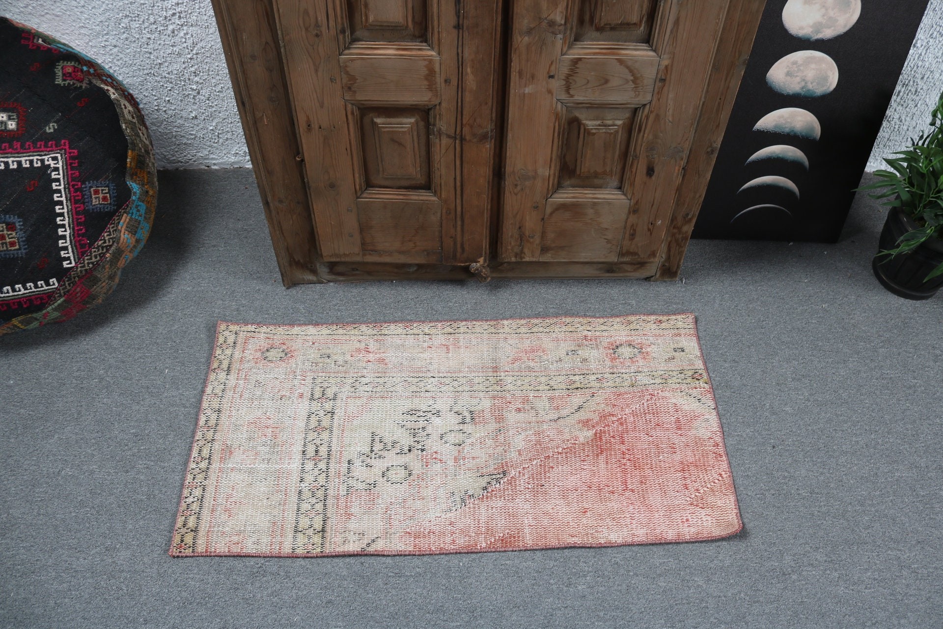 Türk Halısı, Giriş Halıları, Açıklama Halıları, Küçük Boho Halısı, Bej Boho Halısı, Mutfak Halıları, Modern Halılar, 1.6x3.3 ft Küçük Halı, Vintage Halı