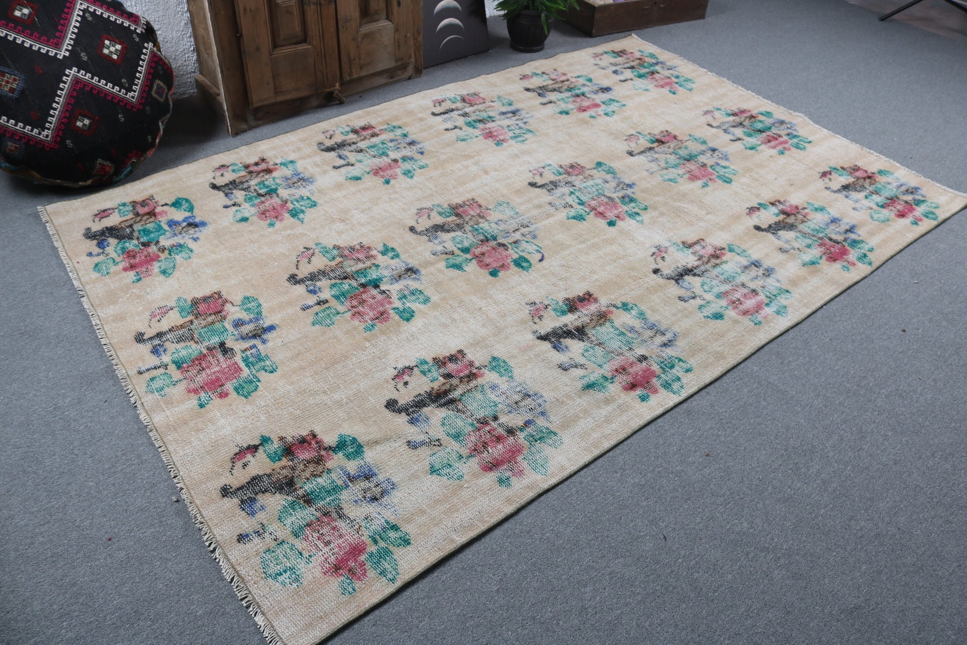 5.7x8.7 ft Large Rug, Living Room Rugs, Office Rugs, Turkish Rug, Kitchen Rugs, Salon Rugs, Brown Antique Rugs, Moroccan Rugs, Vintage Rug