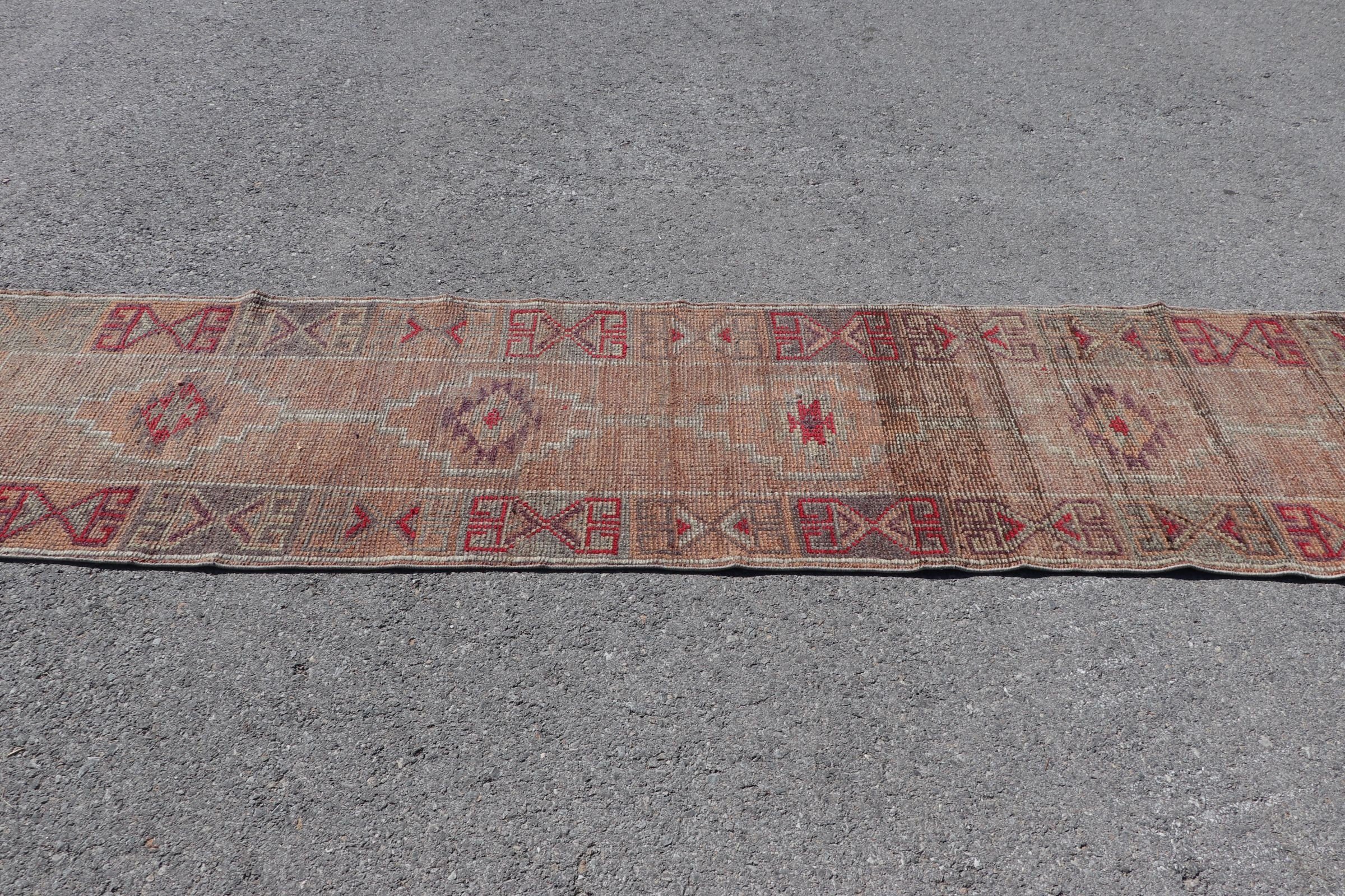 Rugs for Hallway, Oriental Rugs, Kitchen Rugs, Stair Rug, Vintage Rug, Brown Bedroom Rugs, Turkish Rug, 2.6x11.8 ft Runner Rug, Wool Rug