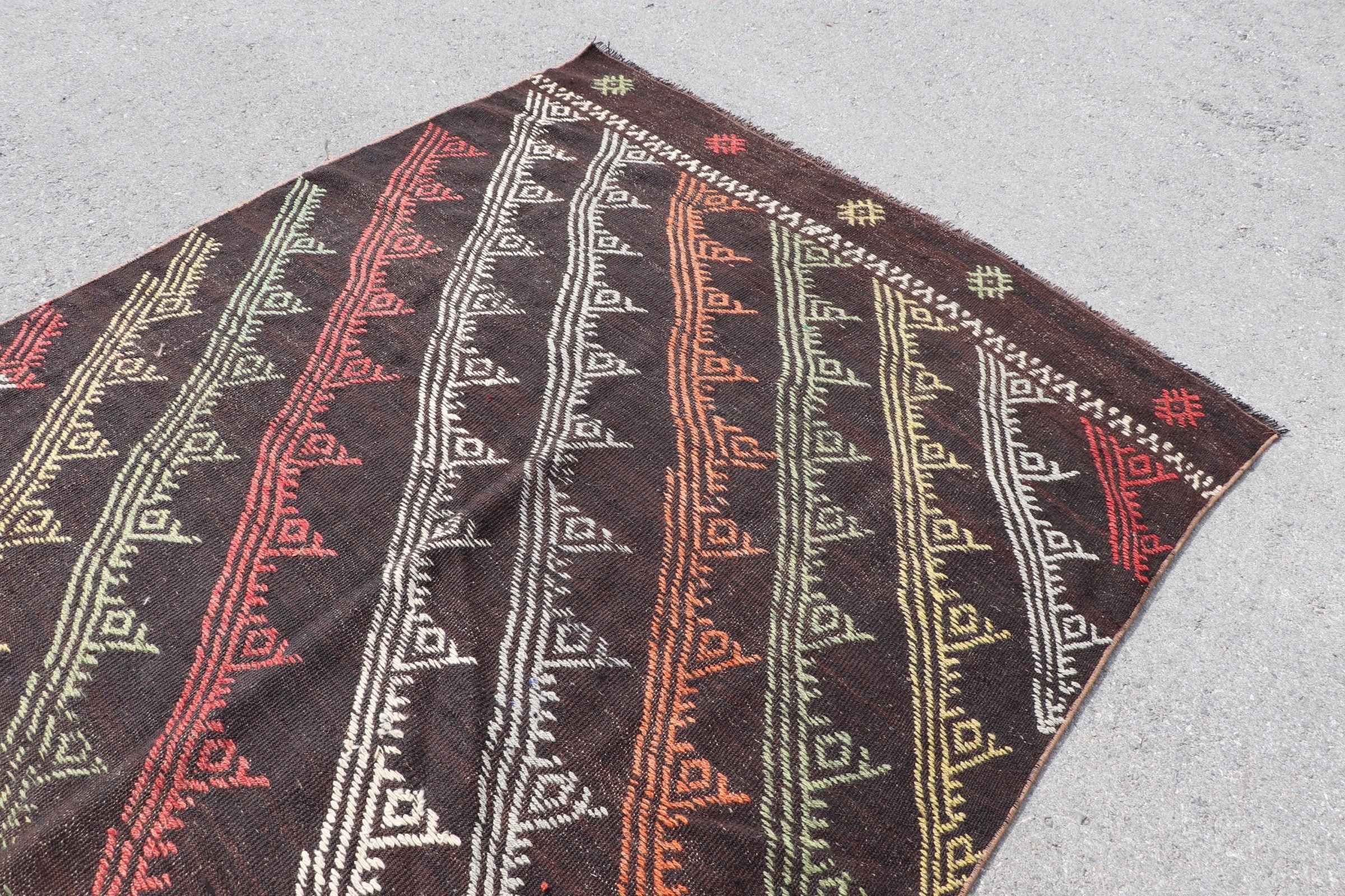 Kilim, Kahverengi Mutfak Halıları, Salon Halısı, 5.4x11.6 ft Büyük Halılar, Türk Halıları, Vintage Halı, Oryantal Halı, Fas Halısı, Yemek Odası Halısı