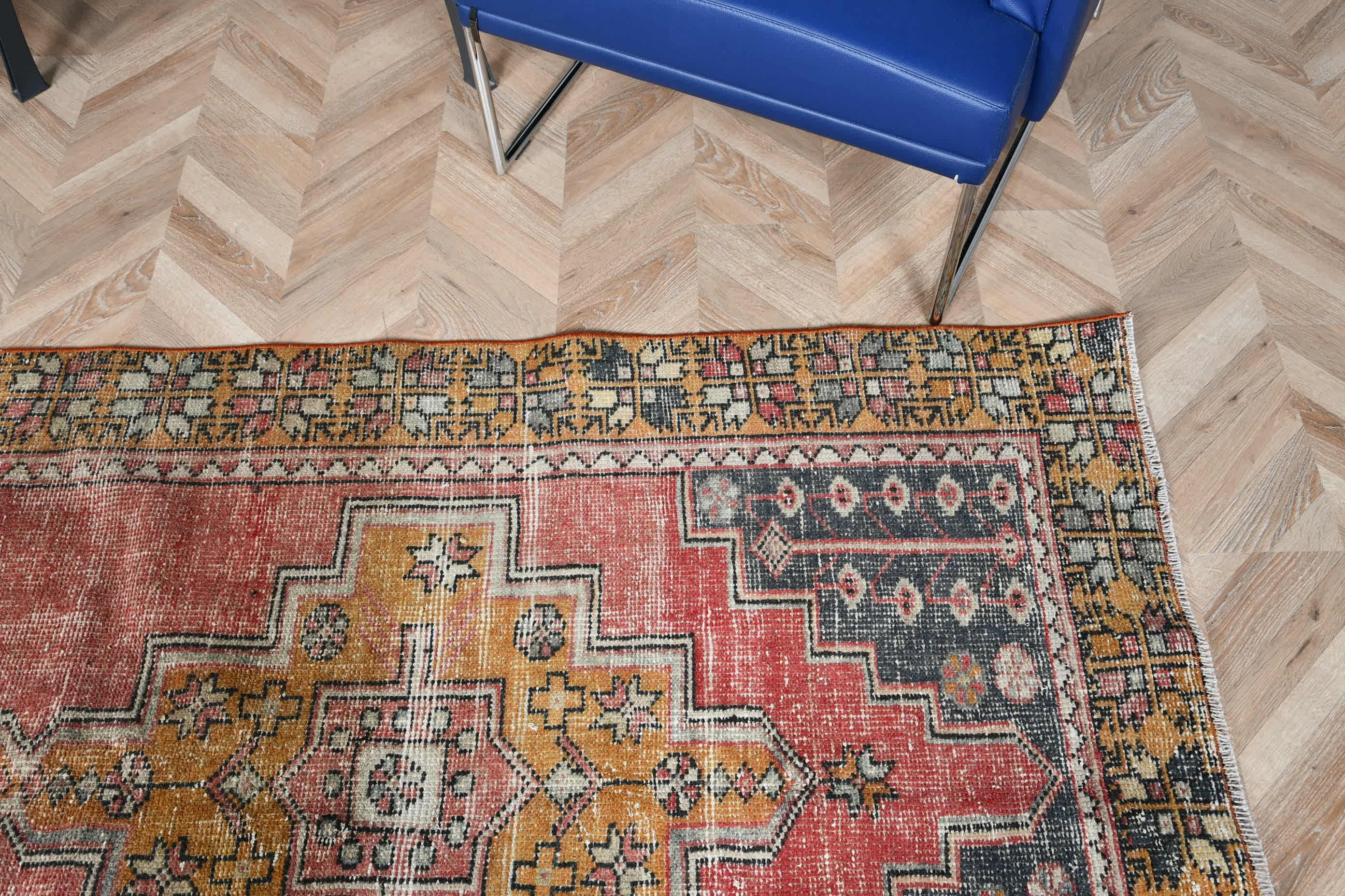 Home Decor Rug, Vintage Rugs, Oushak Rug, Living Room Rugs, Turkish Rug, Kitchen Rugs, 3.9x8.3 ft Area Rug, Tribal Rug, Orange Oushak Rugs