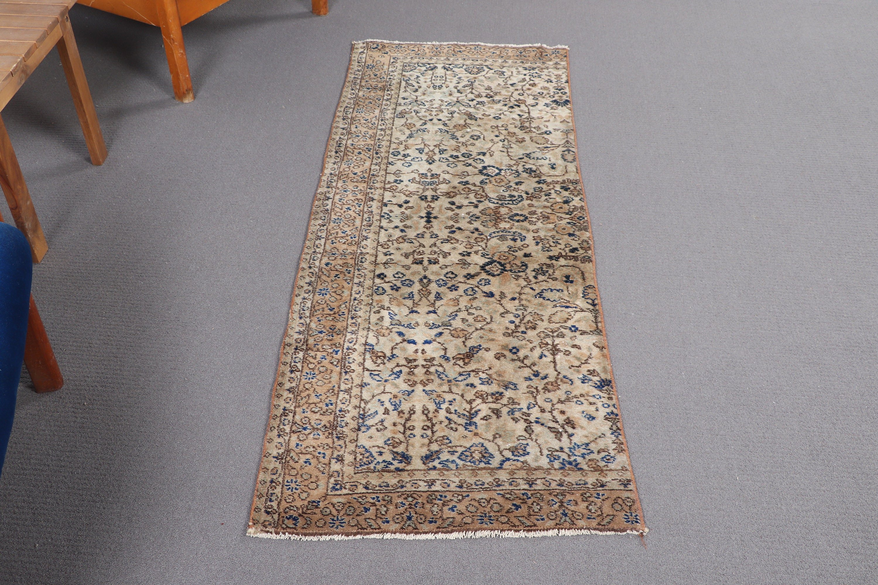 Beni Ourain Runner Rug, Flatweave Rugs, Turkish Rug, Neutral Rug, Kitchen Rugs, Beige Geometric Rug, Vintage Rug, 2x5.5 ft Runner Rugs