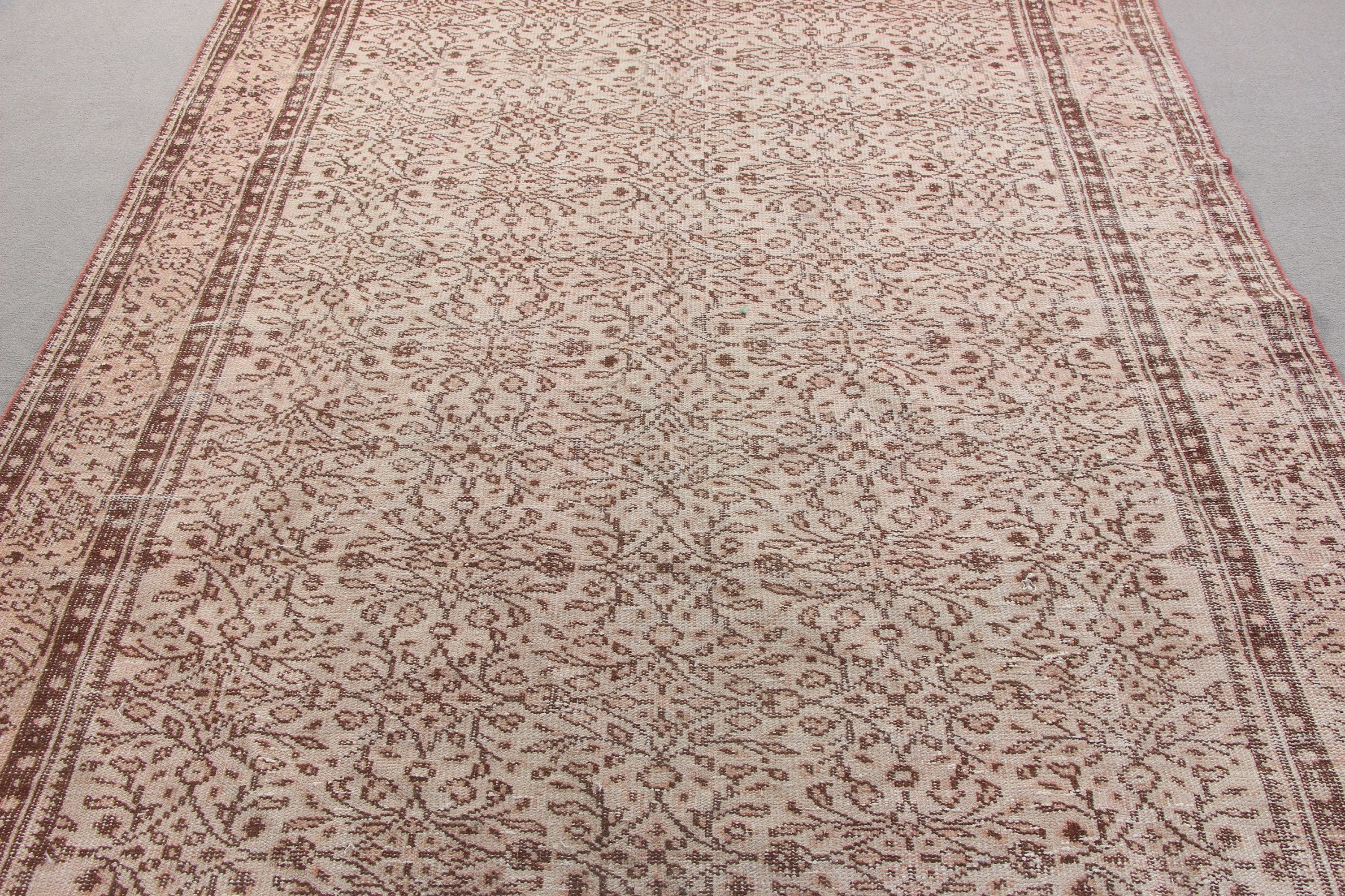 Türk Halısı, Boho Halısı, 6.2x9.4 ft Büyük Halı, Yemek Odası Halısı, Vintage Halı, Geometrik Halı, Türk Salon Halısı Halıları, Bej Soğuk Halı, Salon Halısı