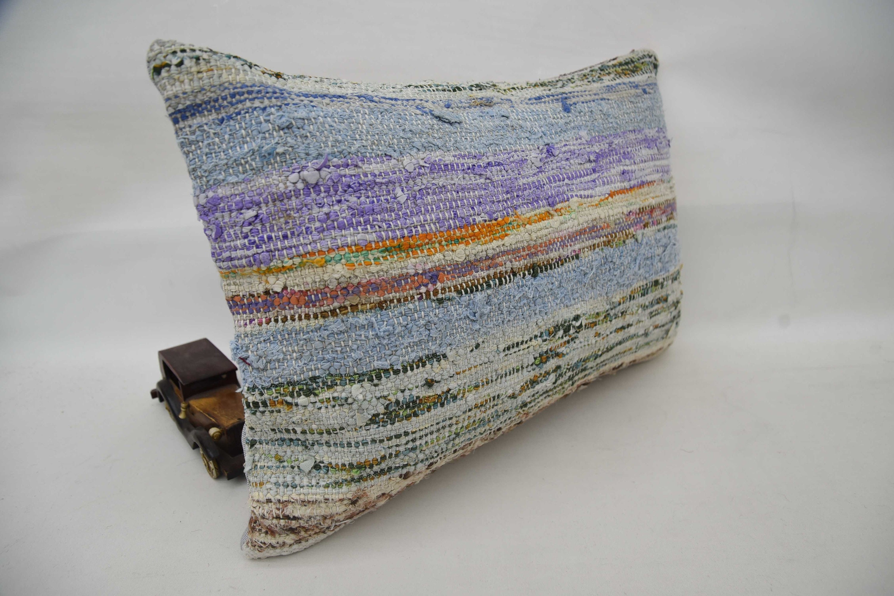 Boho Pillow, Pillow for Couch, Retro Throw Cushion, 16"x24" Blue Cushion Cover, Ethnical Kilim Rug Pillow, Turkish Bench Cushion Cover
