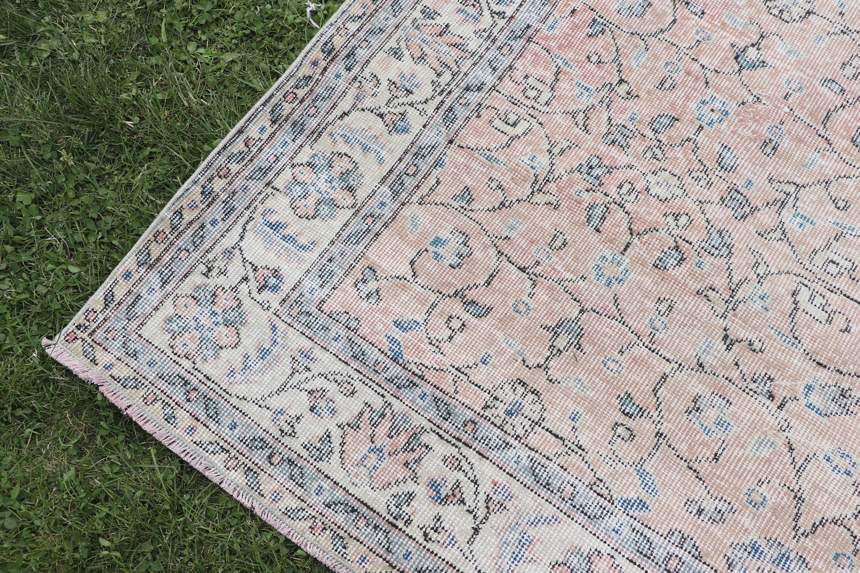 Yer Halısı, Turuncu Geometrik Halı, Salon Halısı, Türk Halıları, Modern Halılar, Geometrik Halı, Vintage Halı, 5.3x8.4 ft Büyük Halılar, Büyük Boho Halıları